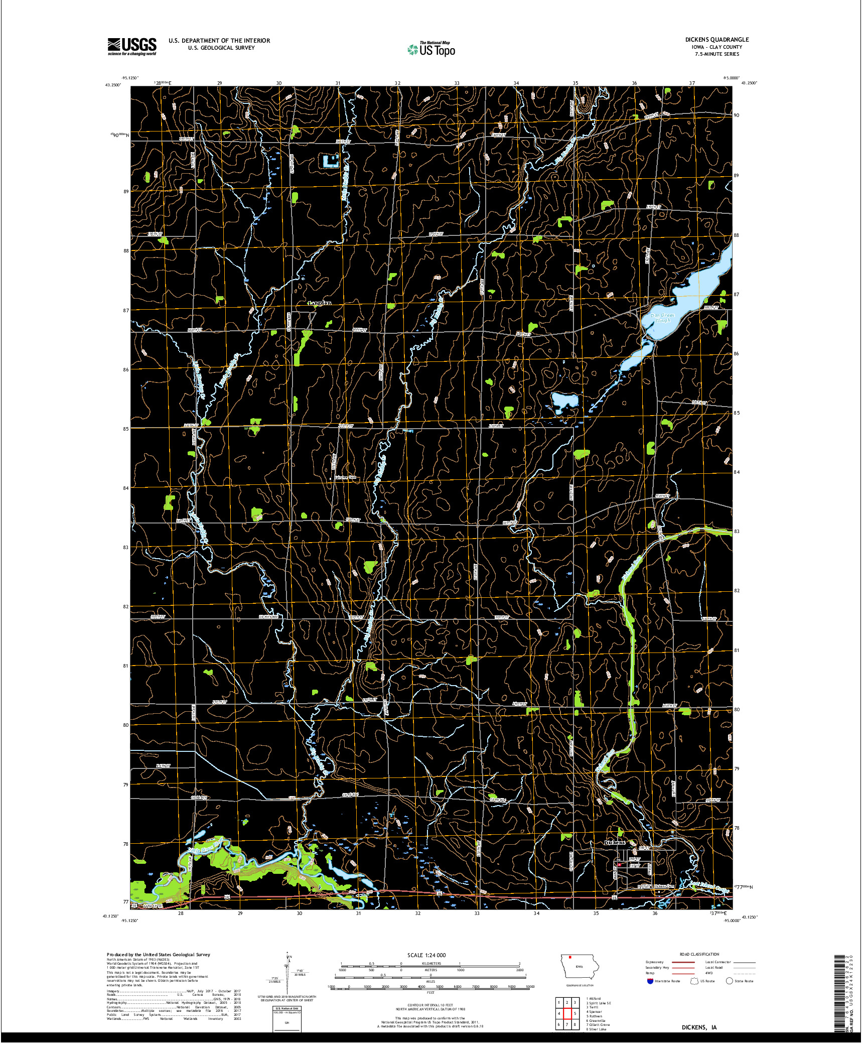 USGS US TOPO 7.5-MINUTE MAP FOR DICKENS, IA 2018