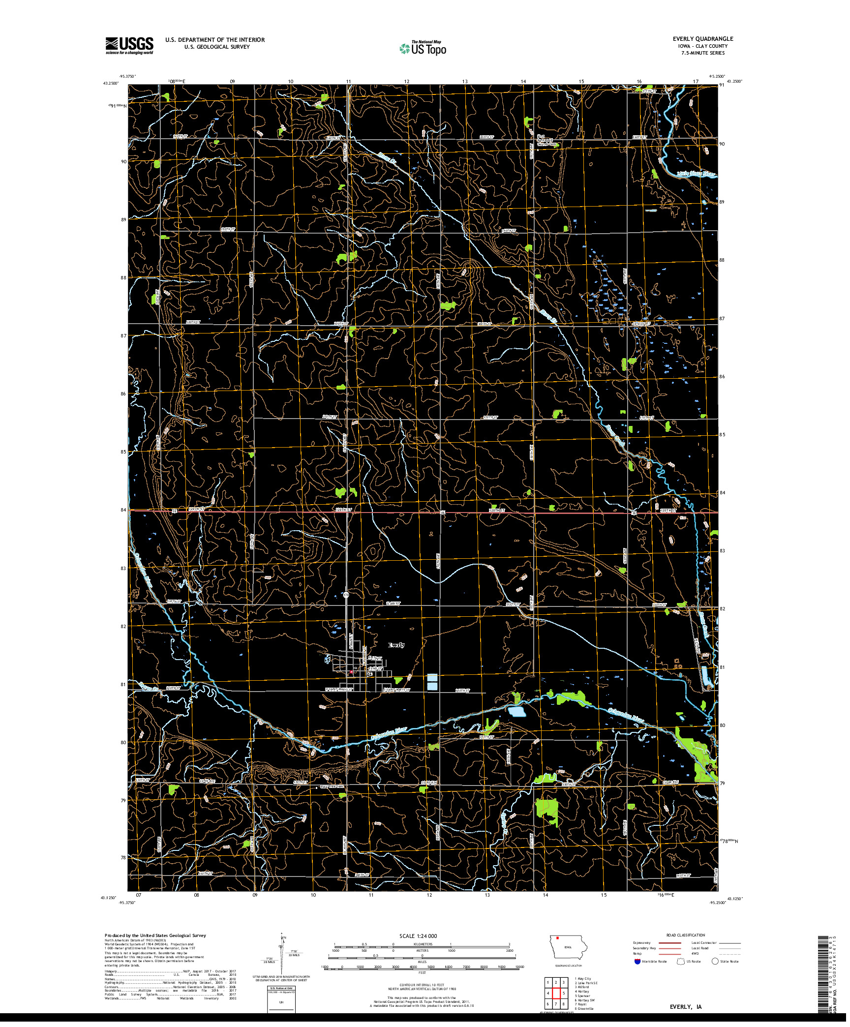 USGS US TOPO 7.5-MINUTE MAP FOR EVERLY, IA 2018