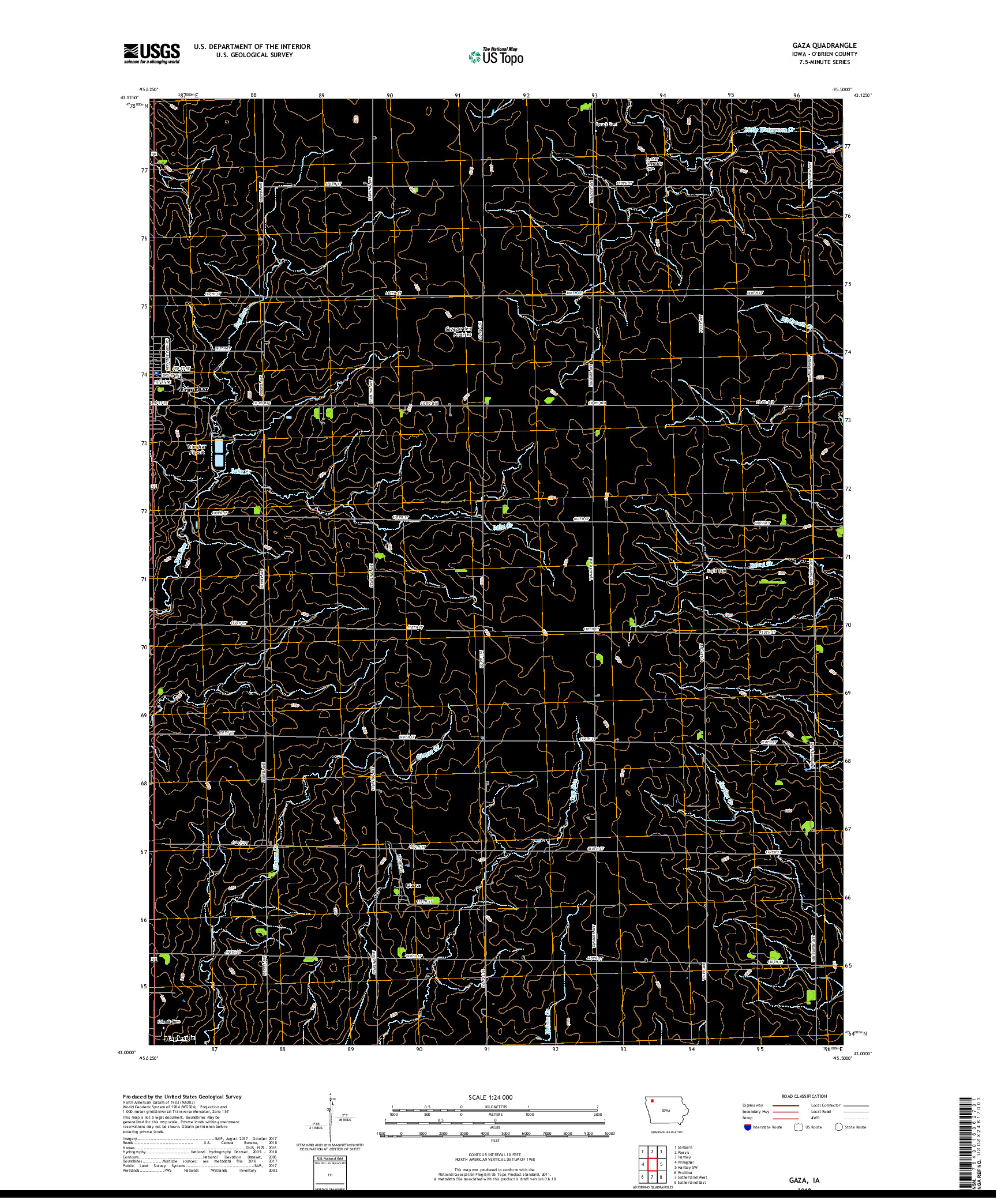 USGS US TOPO 7.5-MINUTE MAP FOR GAZA, IA 2018