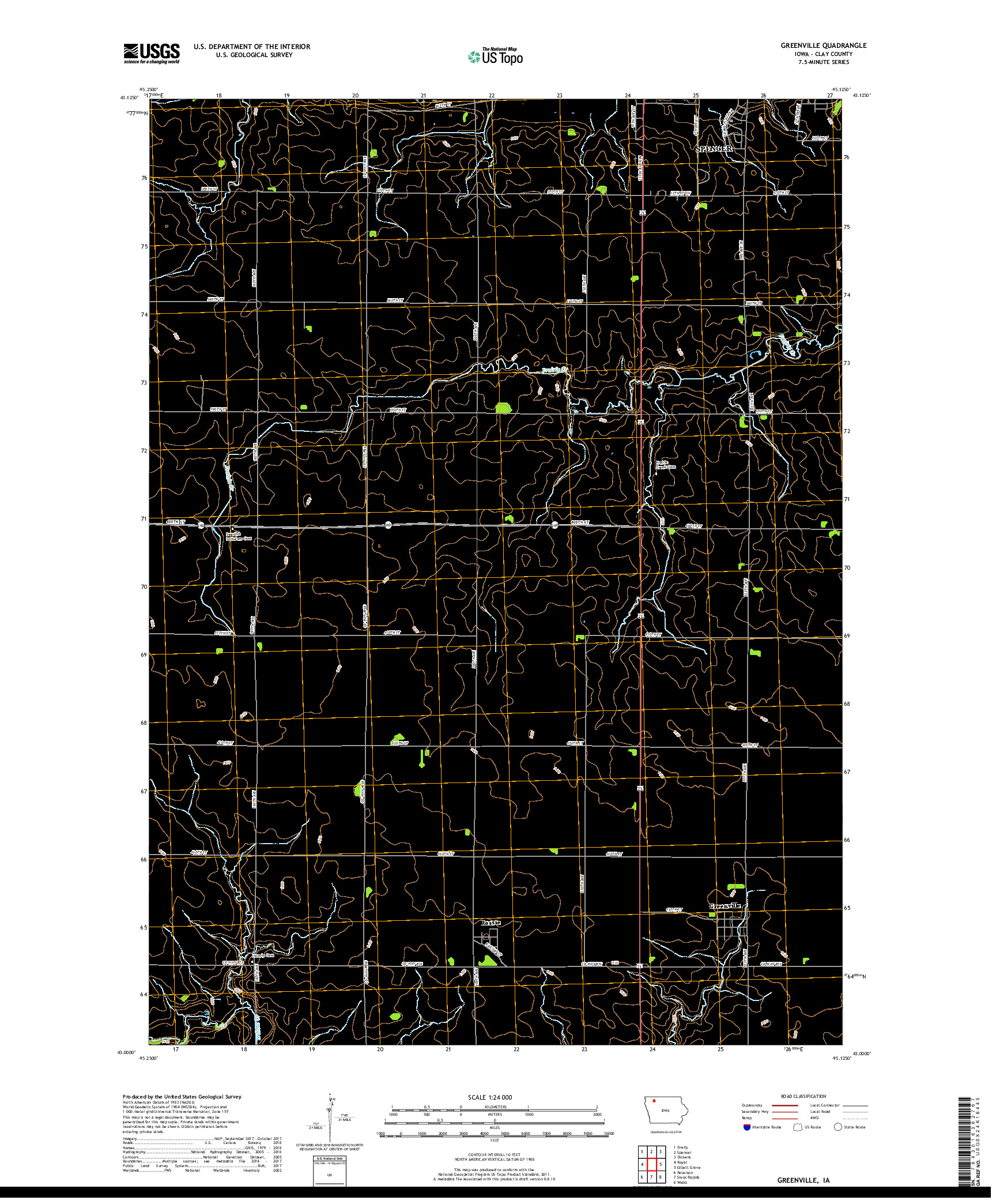 USGS US TOPO 7.5-MINUTE MAP FOR GREENVILLE, IA 2018