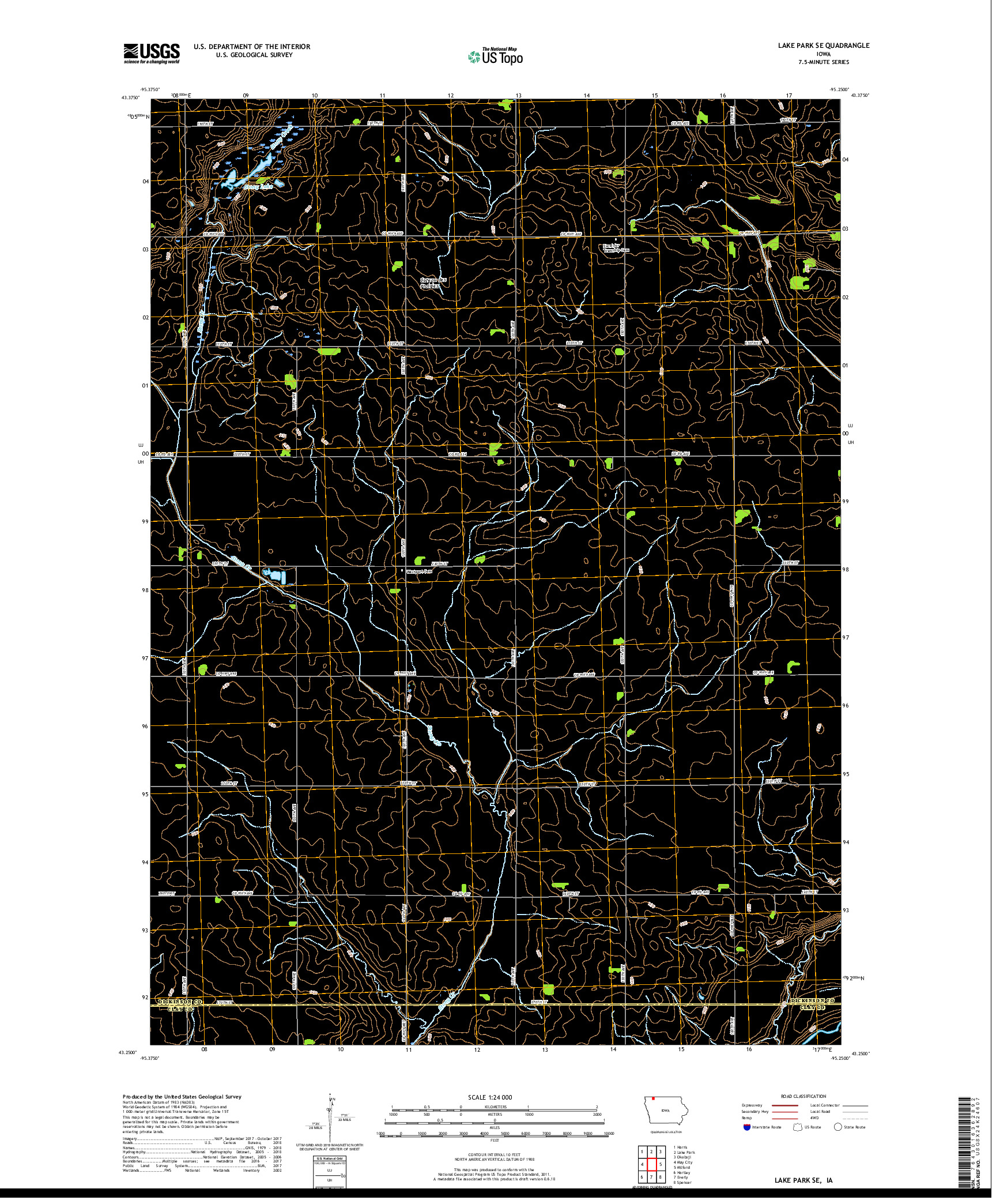USGS US TOPO 7.5-MINUTE MAP FOR LAKE PARK SE, IA 2018