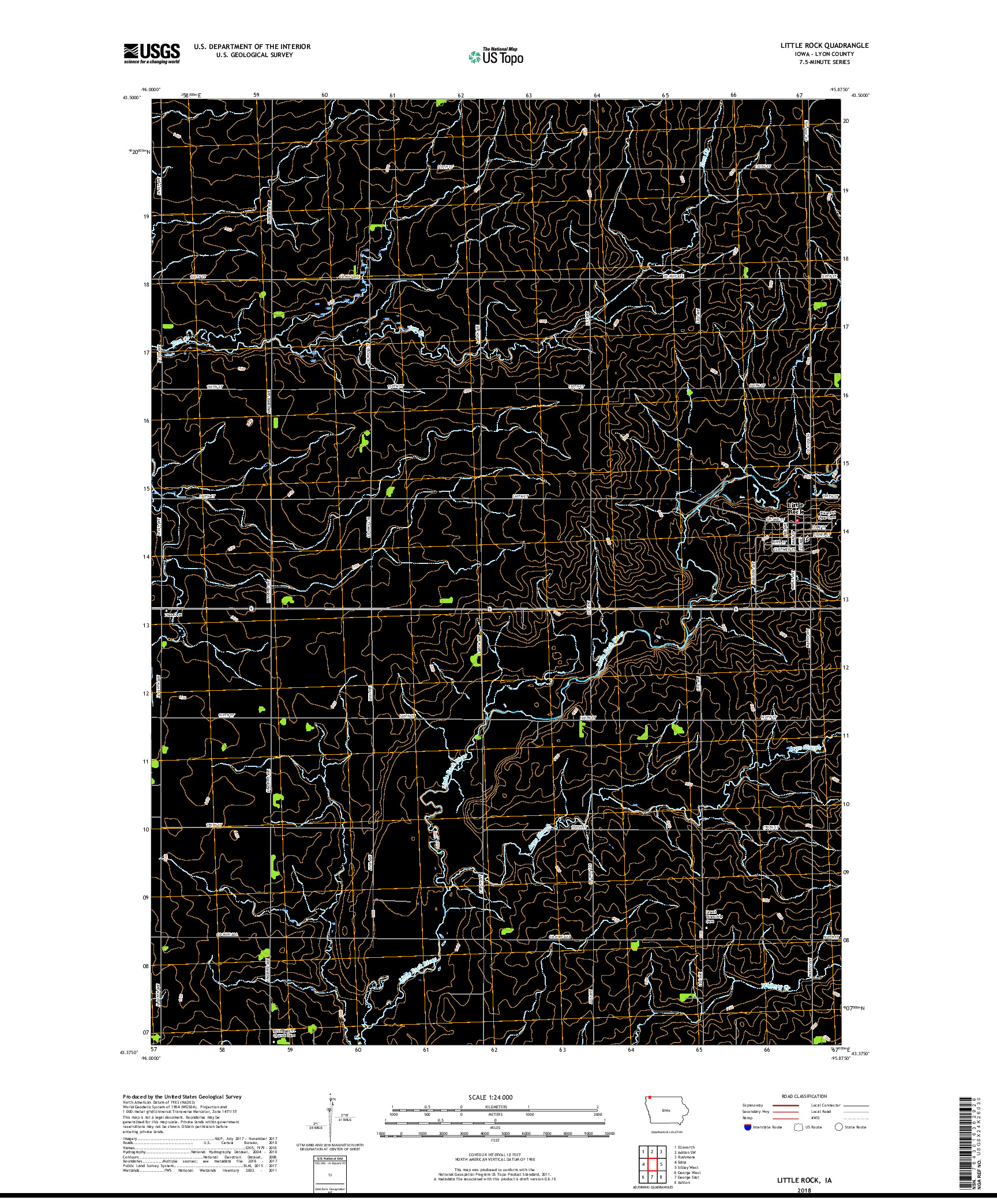USGS US TOPO 7.5-MINUTE MAP FOR LITTLE ROCK, IA 2018