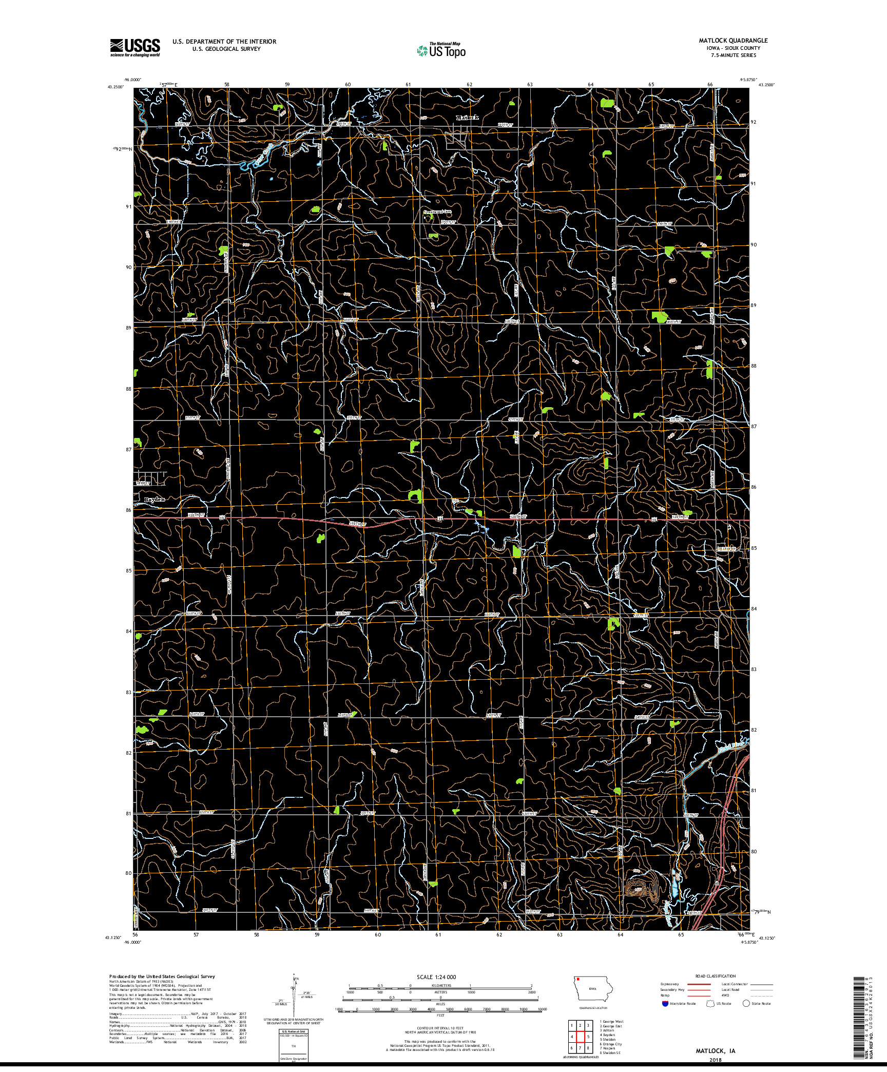 USGS US TOPO 7.5-MINUTE MAP FOR MATLOCK, IA 2018