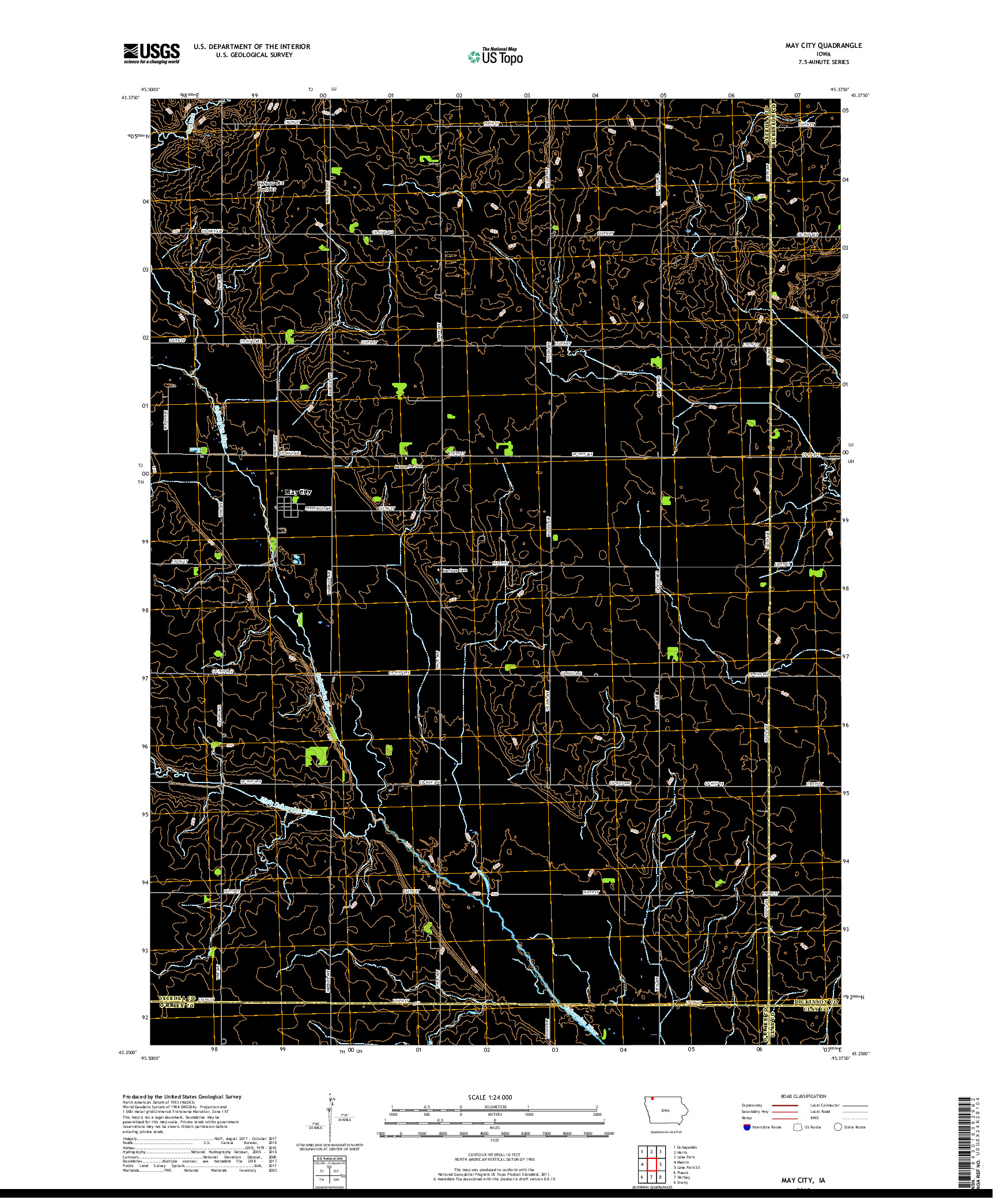 USGS US TOPO 7.5-MINUTE MAP FOR MAY CITY, IA 2018