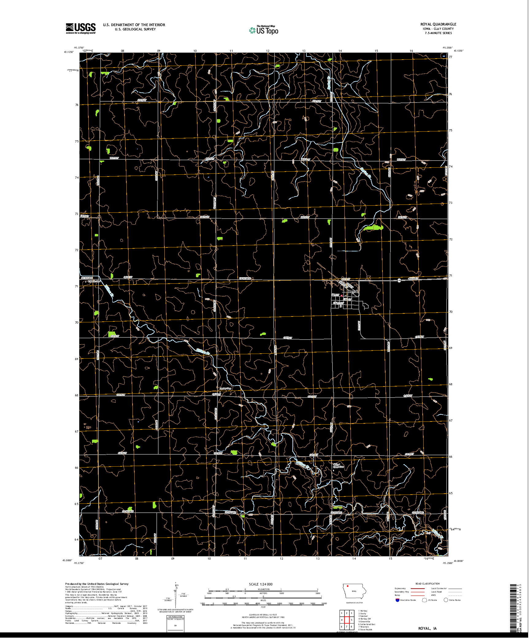 USGS US TOPO 7.5-MINUTE MAP FOR ROYAL, IA 2018