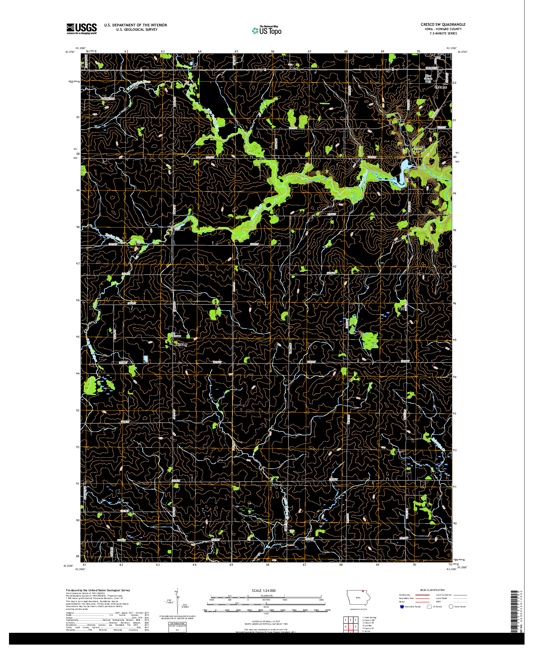 USGS US TOPO 7.5-MINUTE MAP FOR CRESCO SW, IA 2018