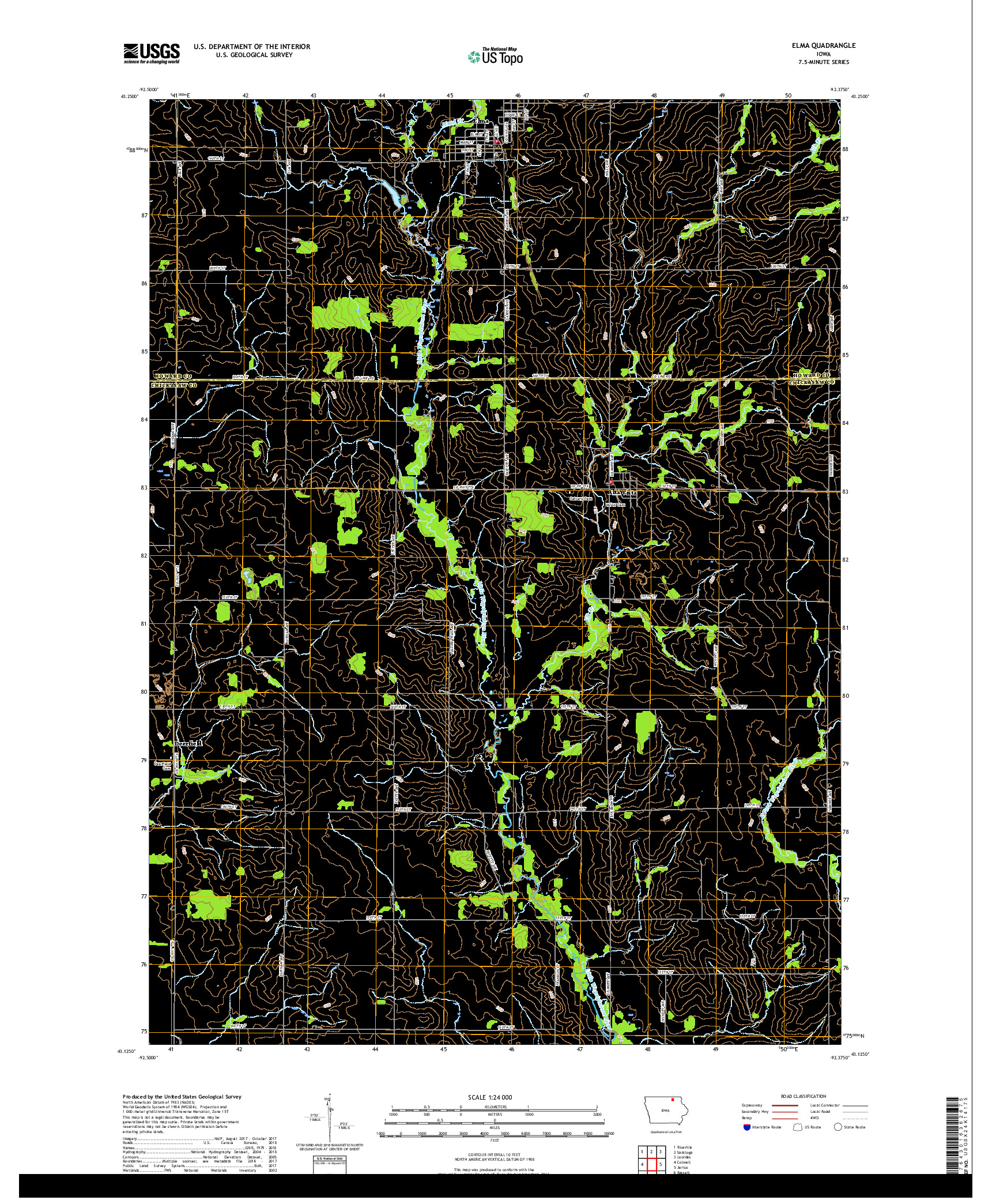 USGS US TOPO 7.5-MINUTE MAP FOR ELMA, IA 2018