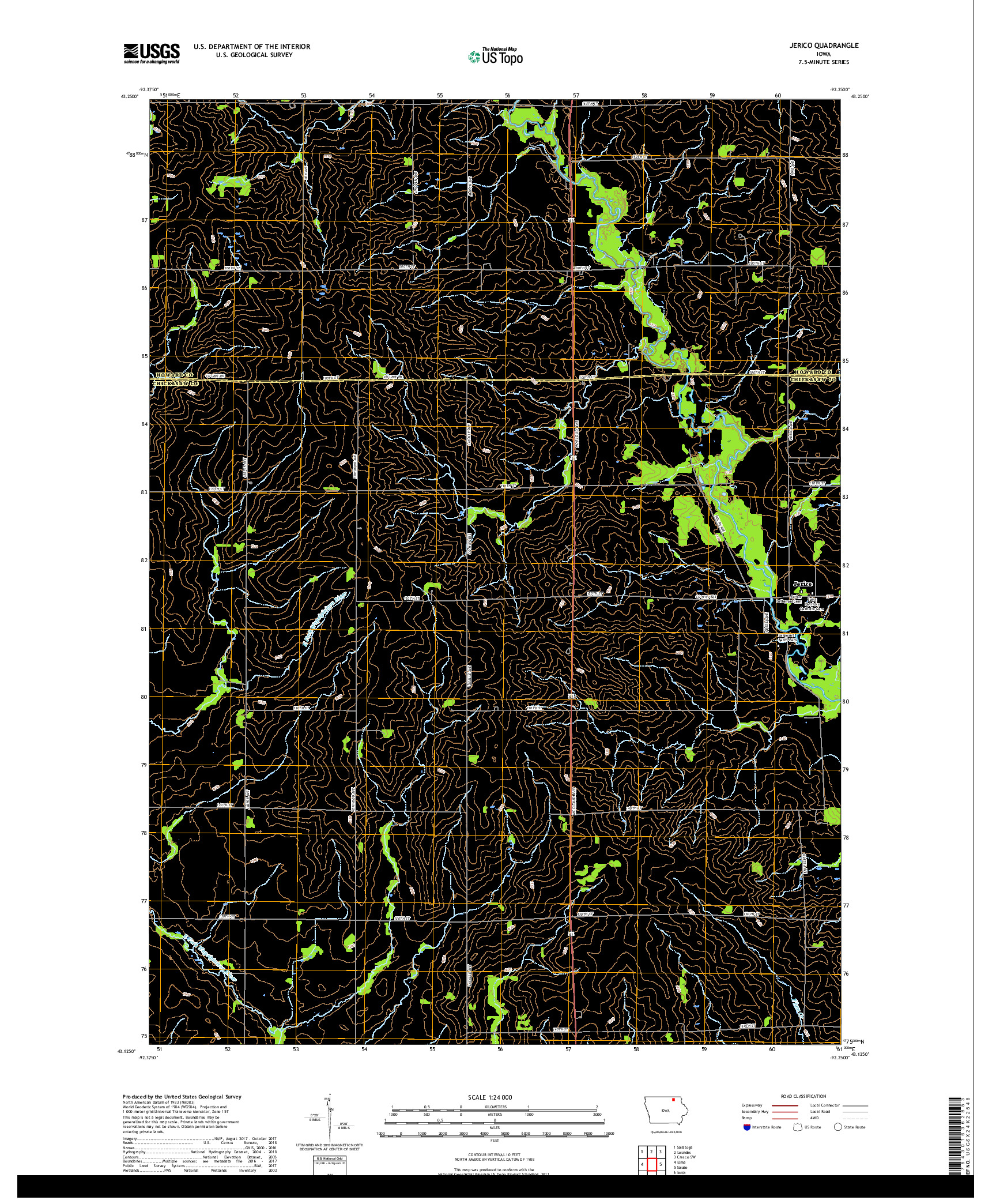 USGS US TOPO 7.5-MINUTE MAP FOR JERICO, IA 2018