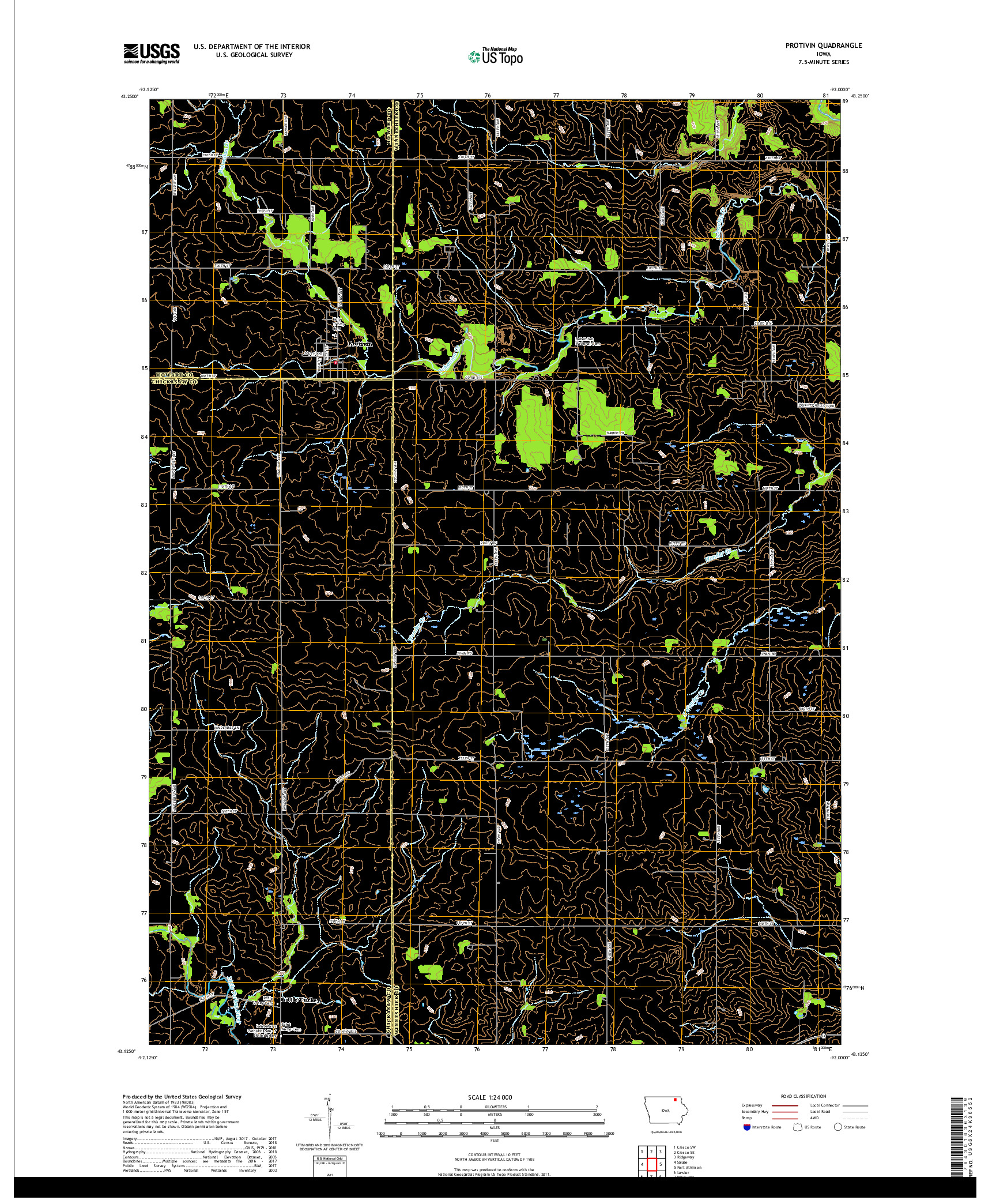 USGS US TOPO 7.5-MINUTE MAP FOR PROTIVIN, IA 2018