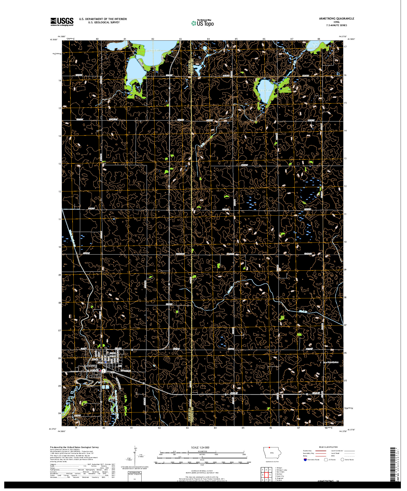 USGS US TOPO 7.5-MINUTE MAP FOR ARMSTRONG, IA 2018