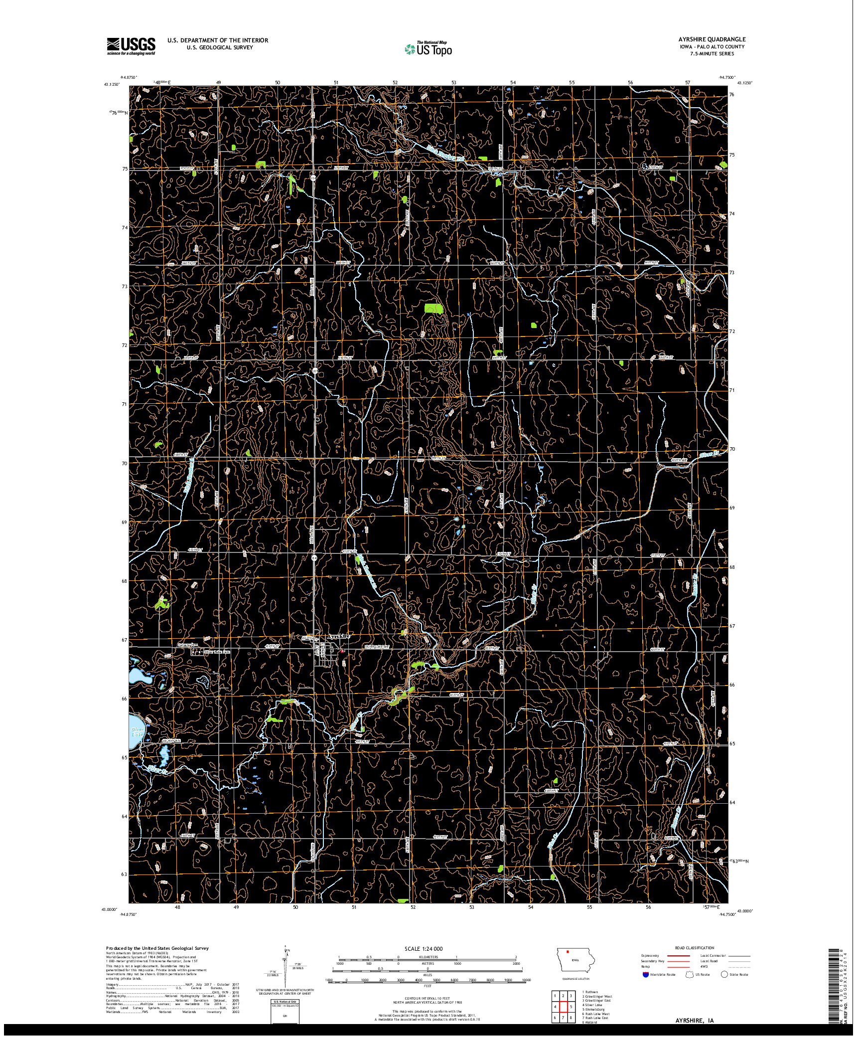 USGS US TOPO 7.5-MINUTE MAP FOR AYRSHIRE, IA 2018