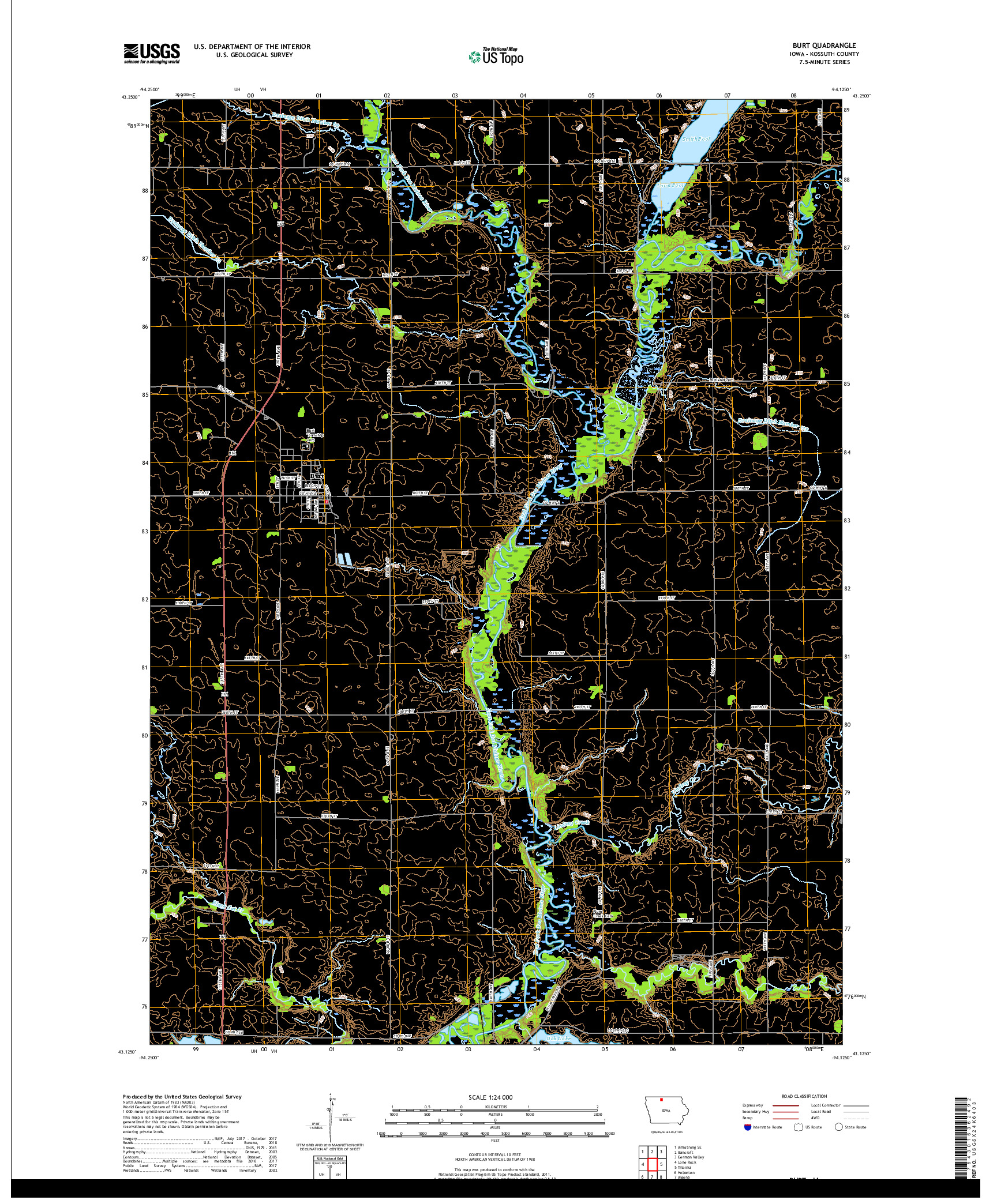 USGS US TOPO 7.5-MINUTE MAP FOR BURT, IA 2018