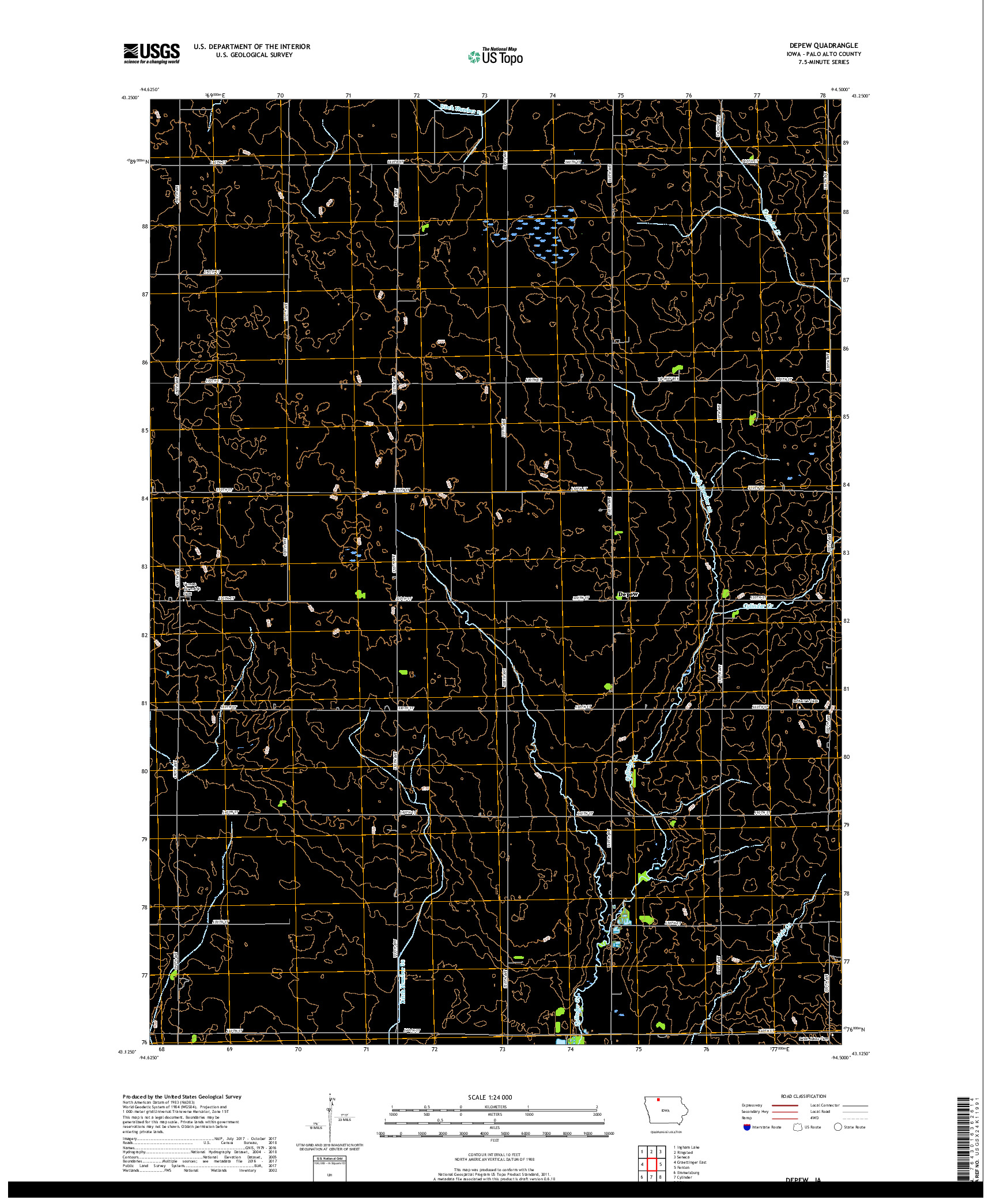 USGS US TOPO 7.5-MINUTE MAP FOR DEPEW, IA 2018
