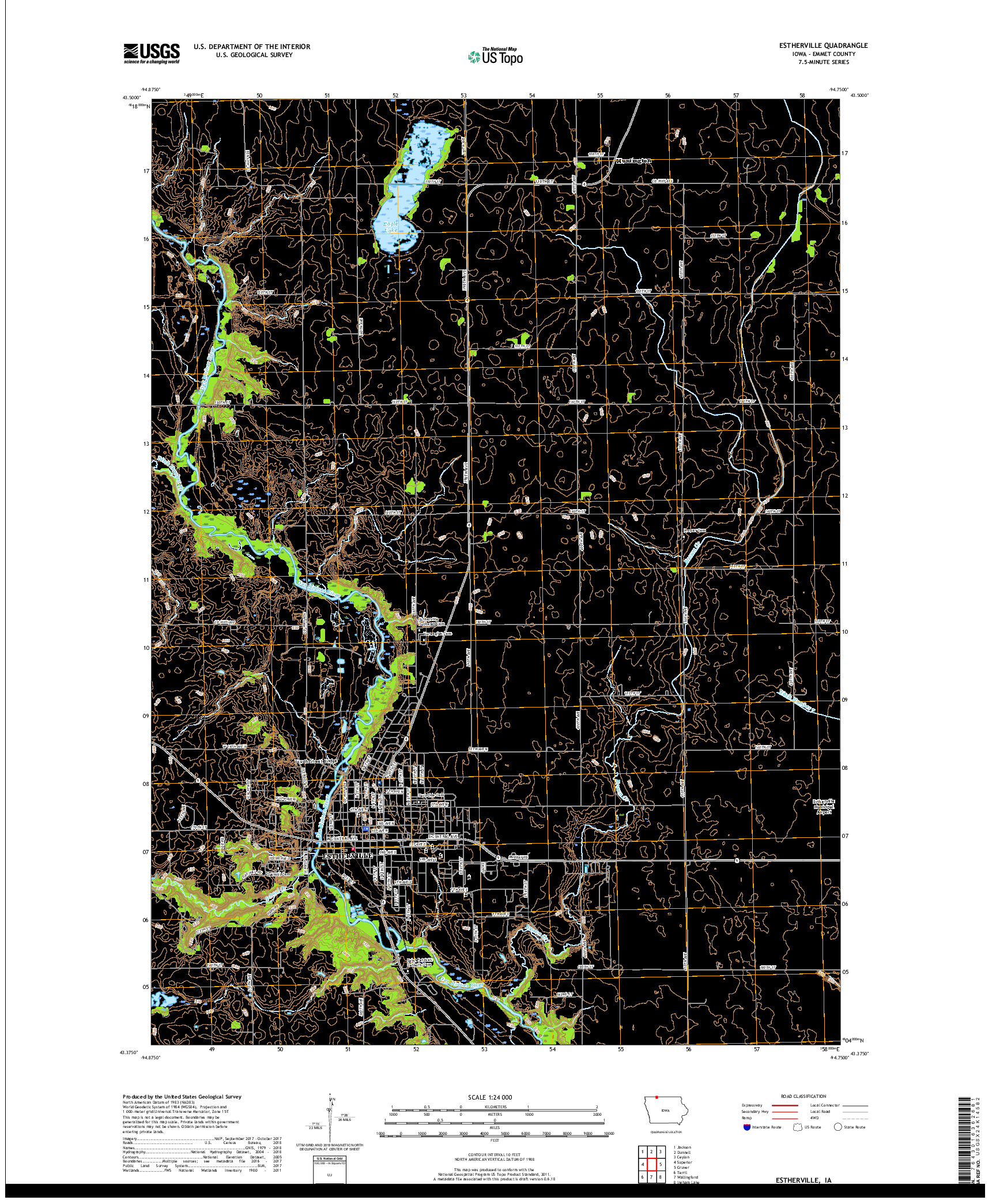 USGS US TOPO 7.5-MINUTE MAP FOR ESTHERVILLE, IA 2018
