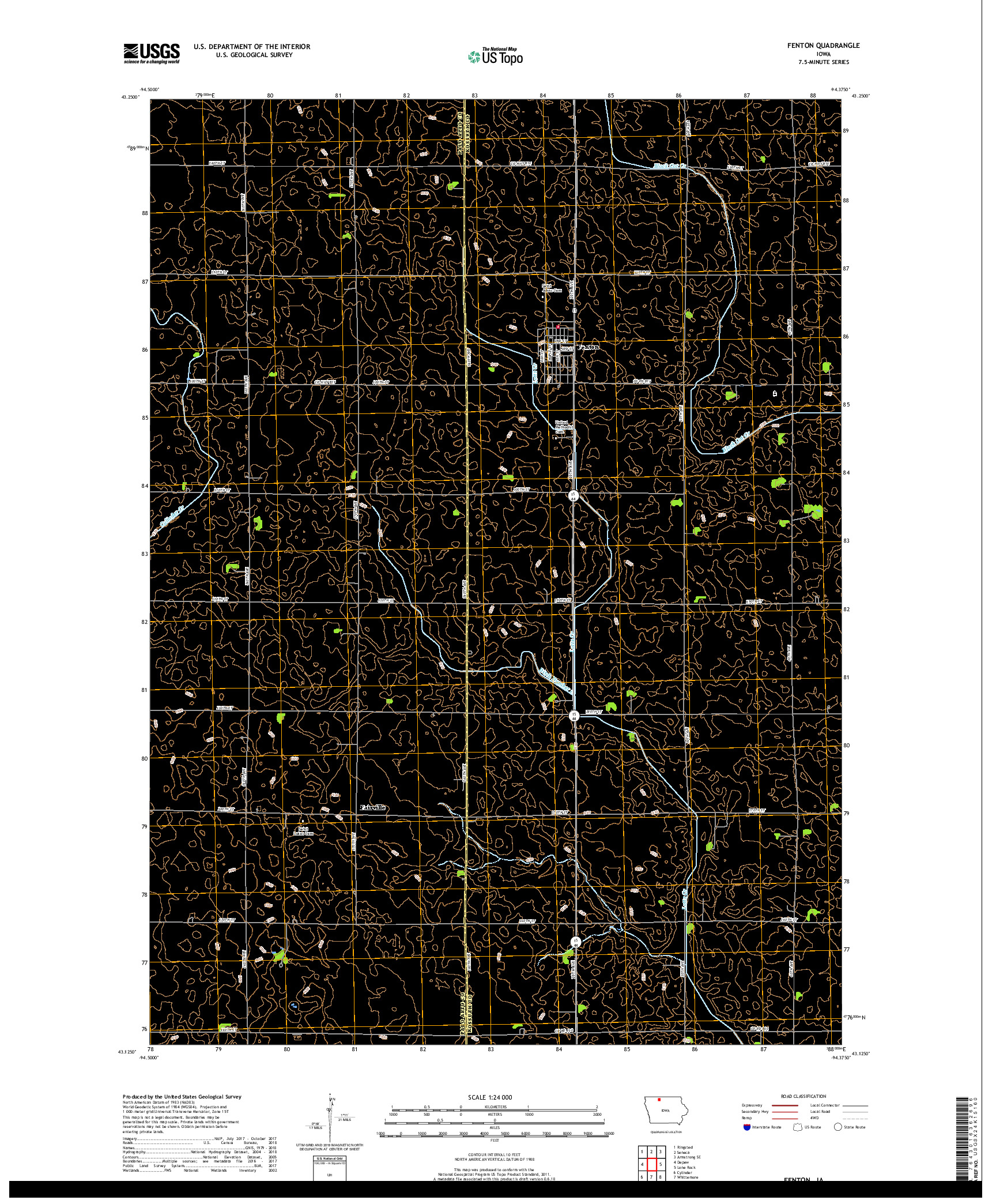 USGS US TOPO 7.5-MINUTE MAP FOR FENTON, IA 2018