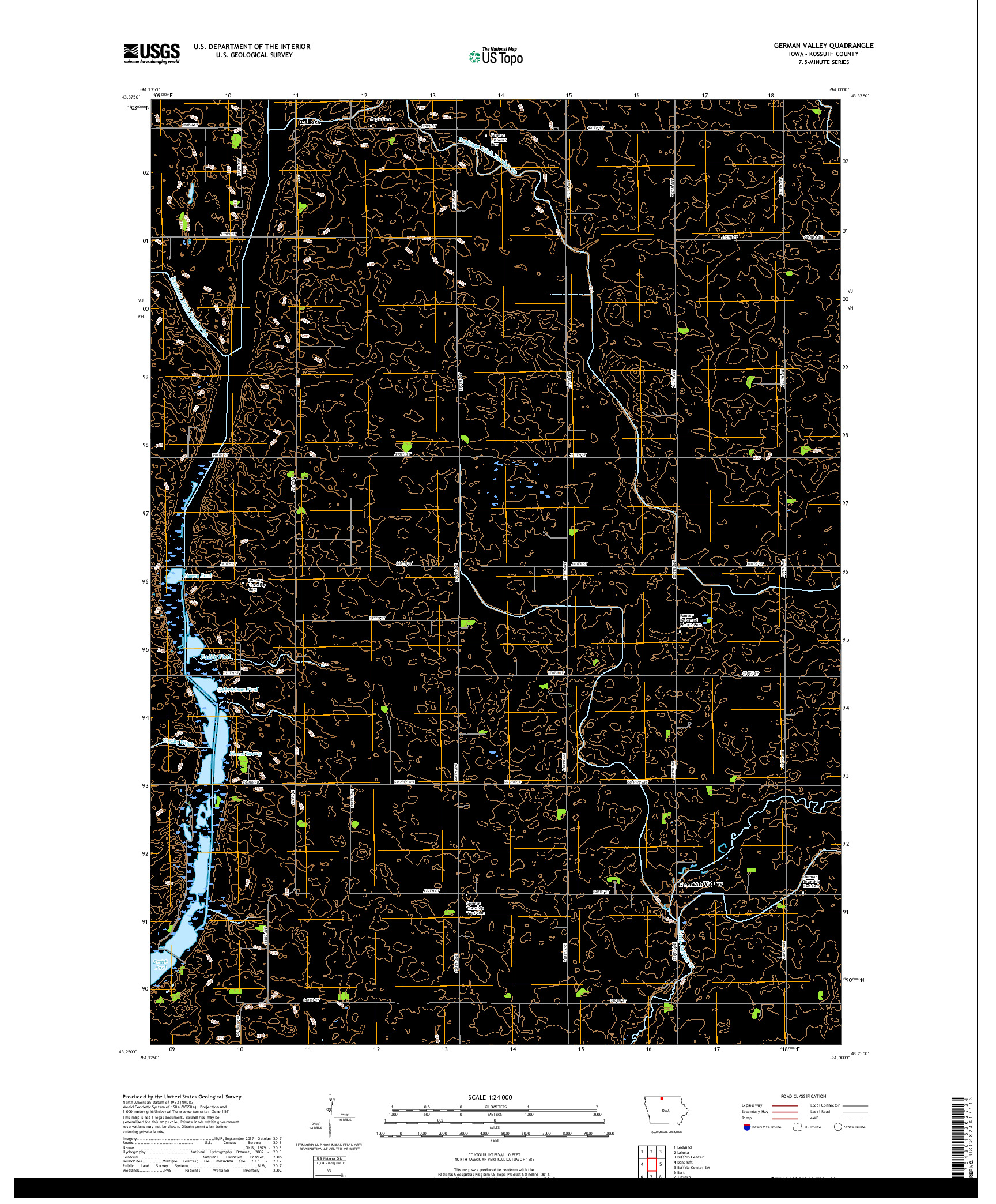 USGS US TOPO 7.5-MINUTE MAP FOR GERMAN VALLEY, IA 2018