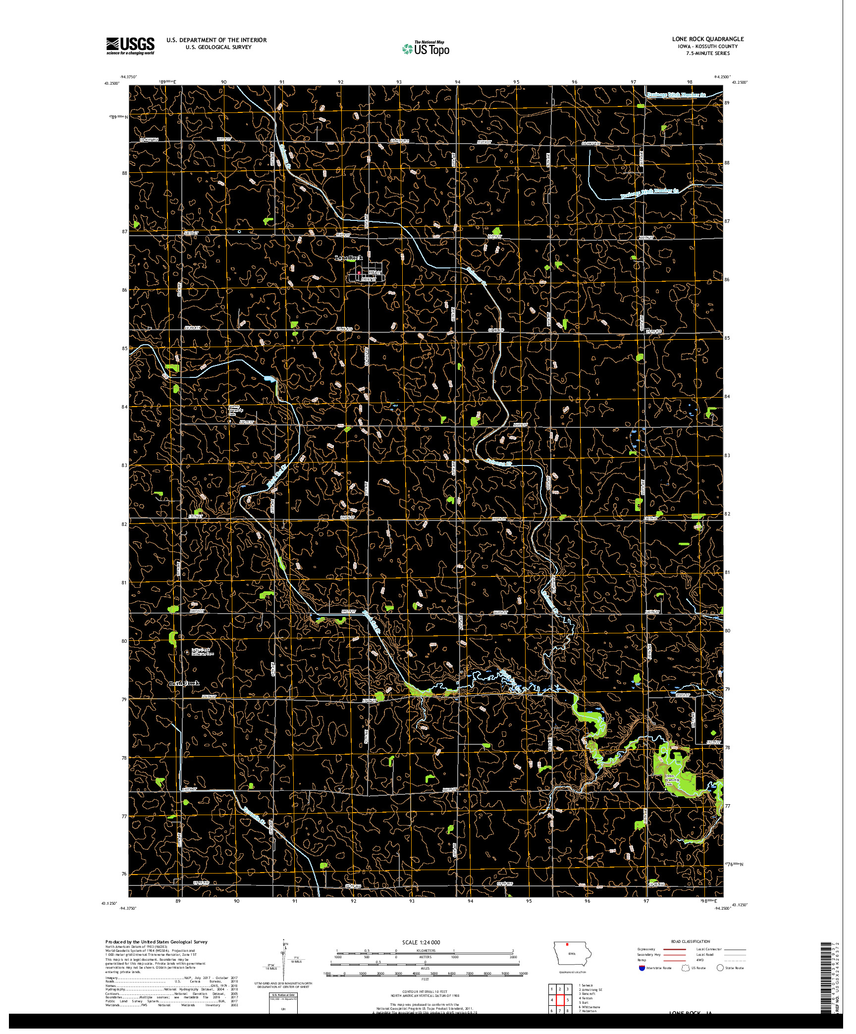 USGS US TOPO 7.5-MINUTE MAP FOR LONE ROCK, IA 2018