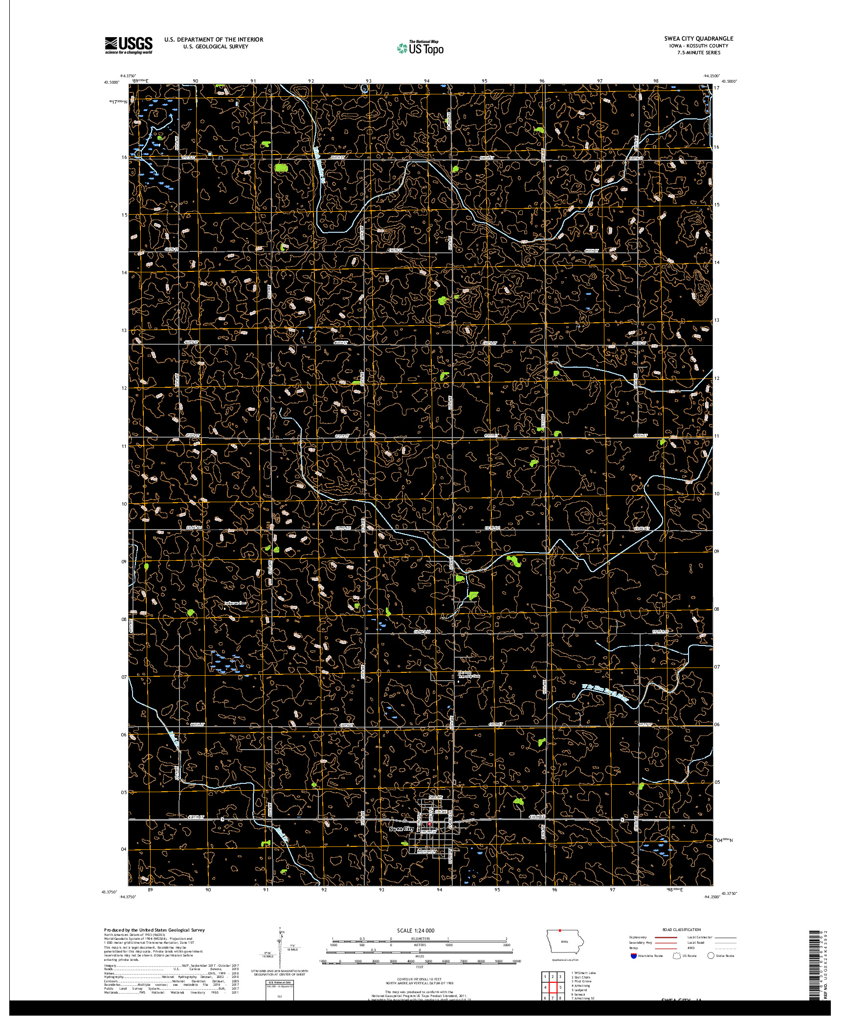 USGS US TOPO 7.5-MINUTE MAP FOR SWEA CITY, IA 2018