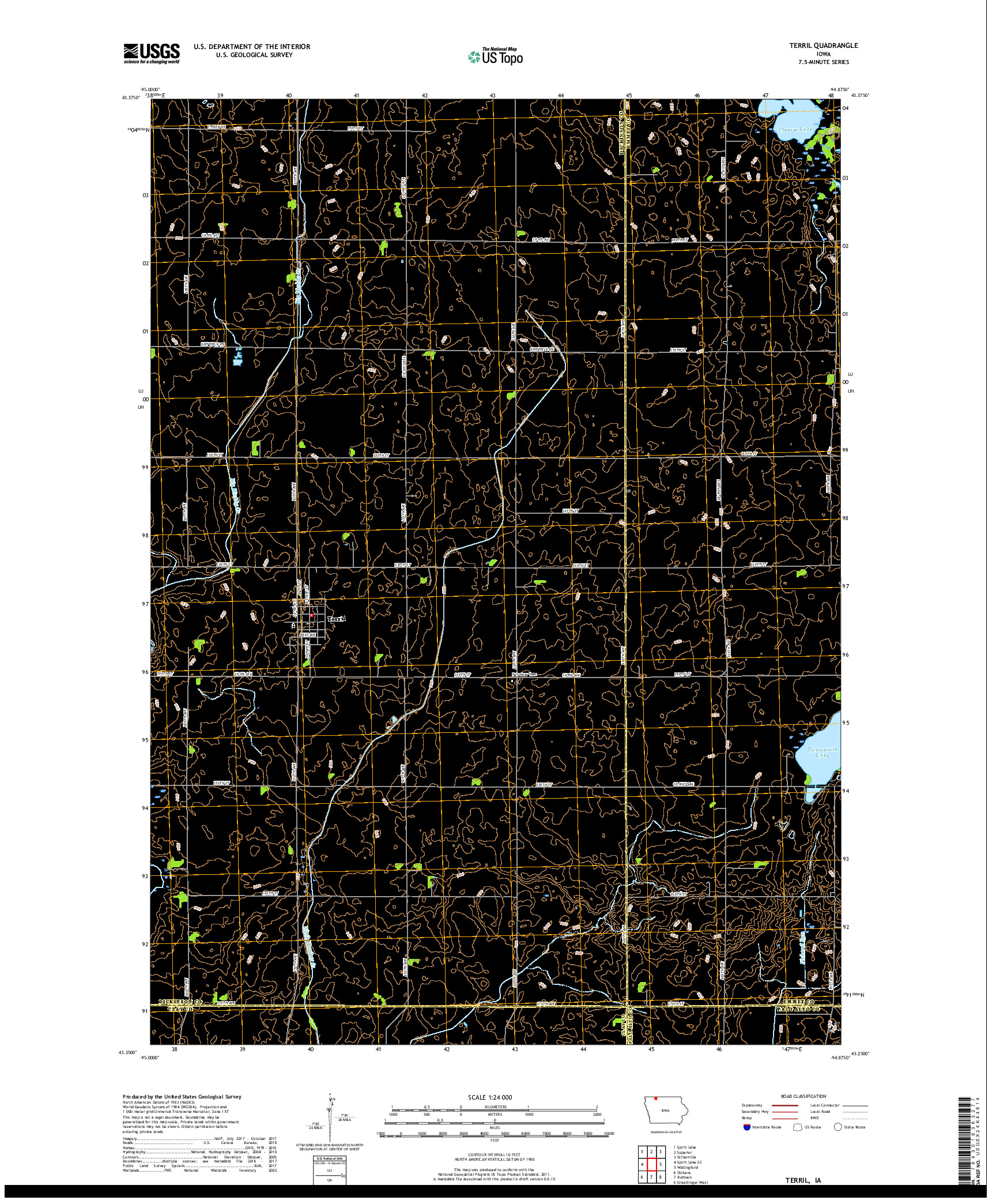 USGS US TOPO 7.5-MINUTE MAP FOR TERRIL, IA 2018