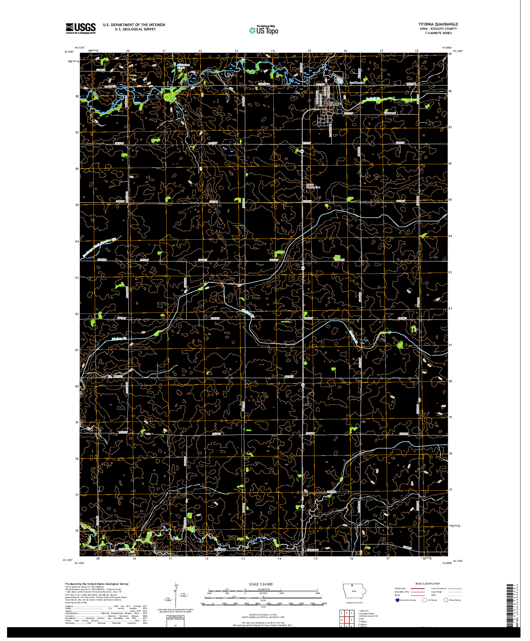 USGS US TOPO 7.5-MINUTE MAP FOR TITONKA, IA 2018