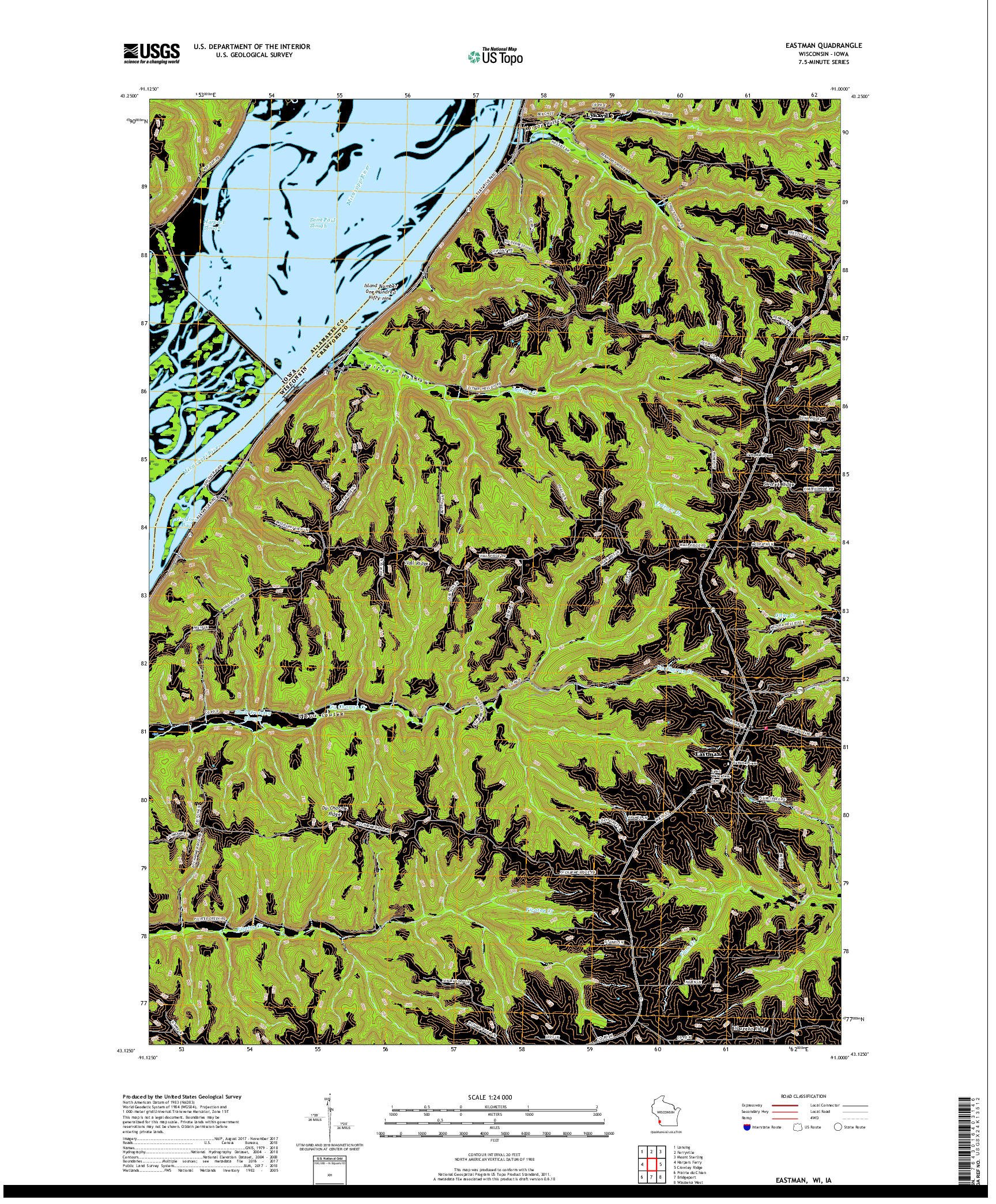 USGS US TOPO 7.5-MINUTE MAP FOR EASTMAN, WI,IA 2018