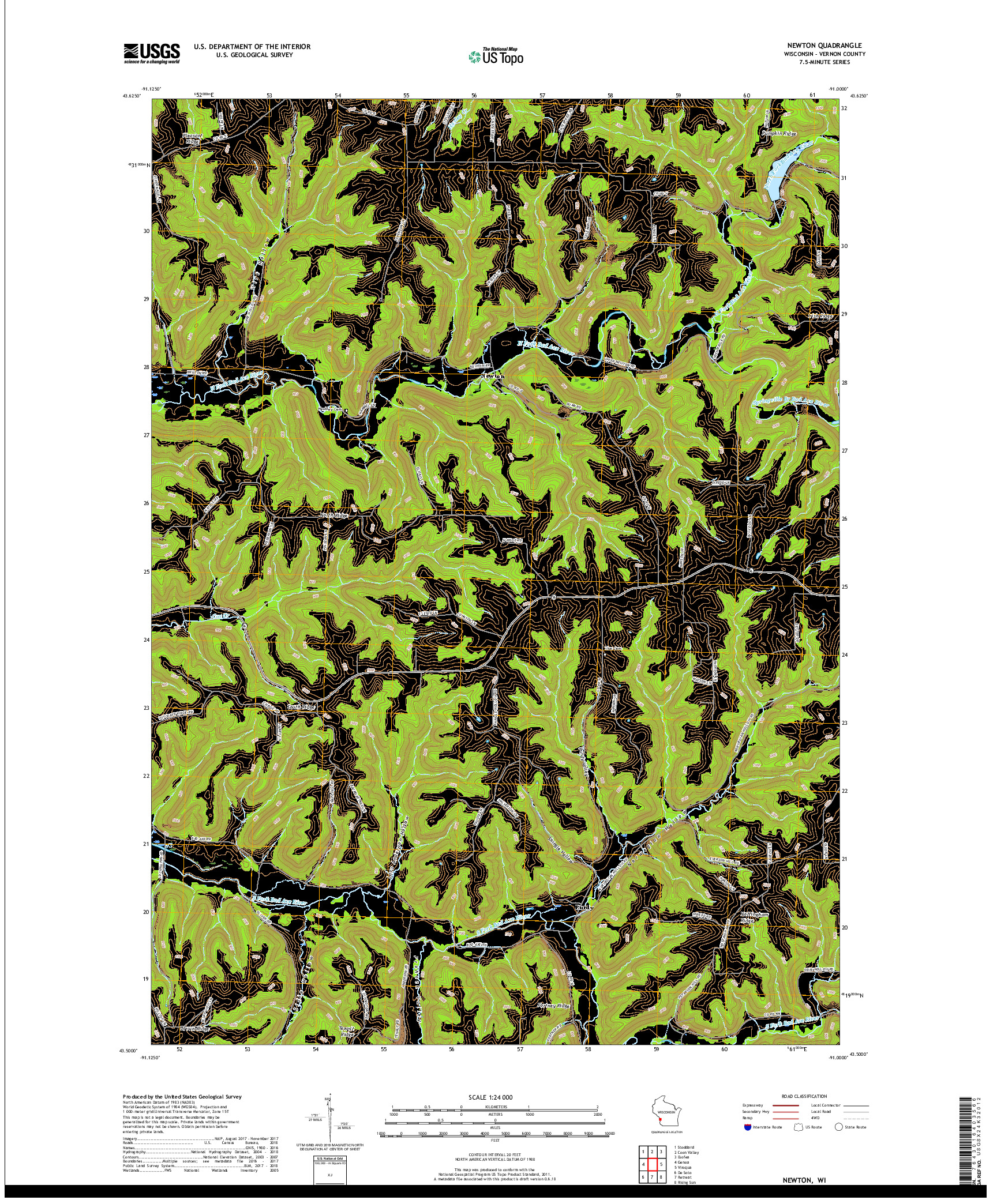 USGS US TOPO 7.5-MINUTE MAP FOR NEWTON, WI 2018