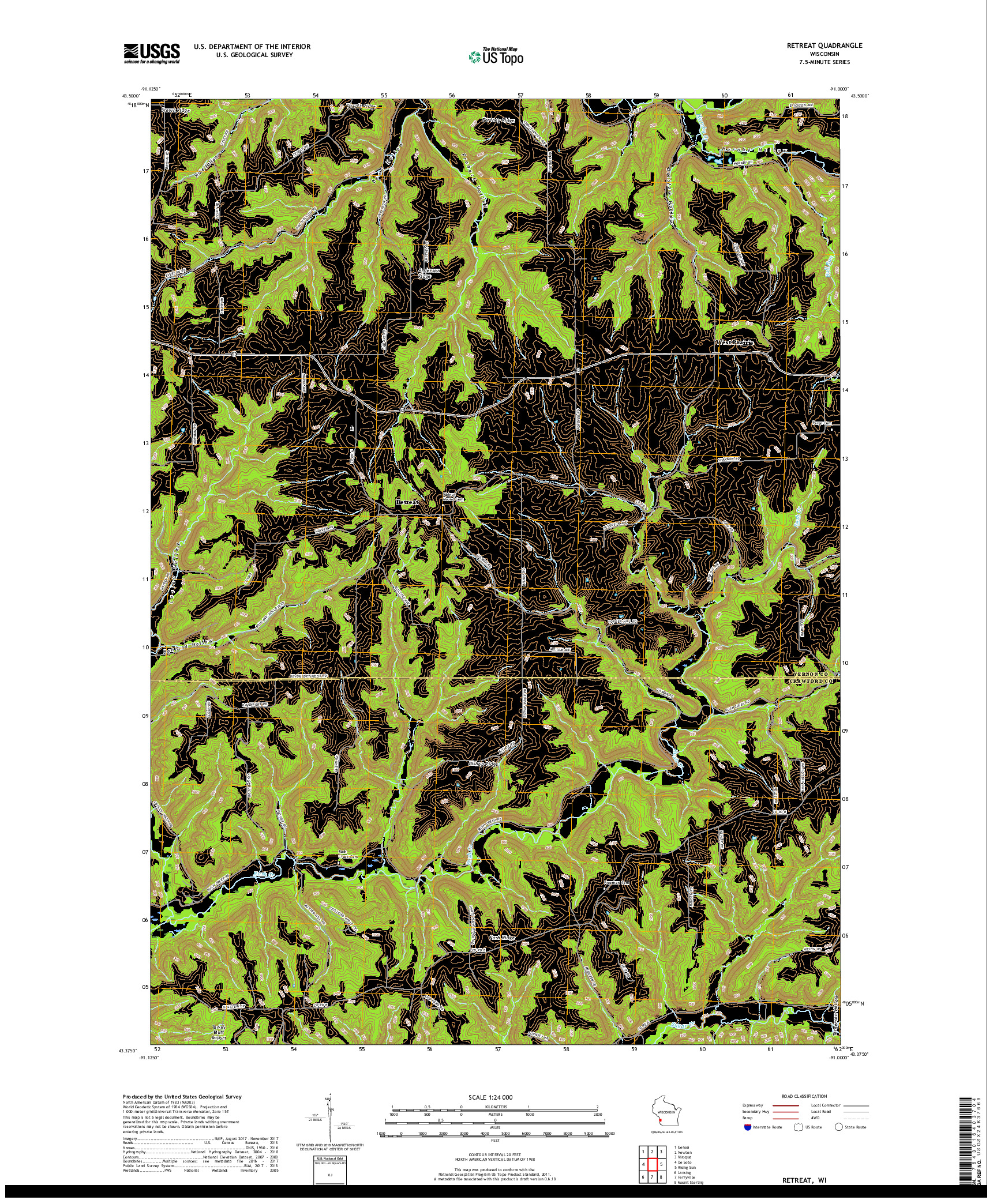 USGS US TOPO 7.5-MINUTE MAP FOR RETREAT, WI 2018