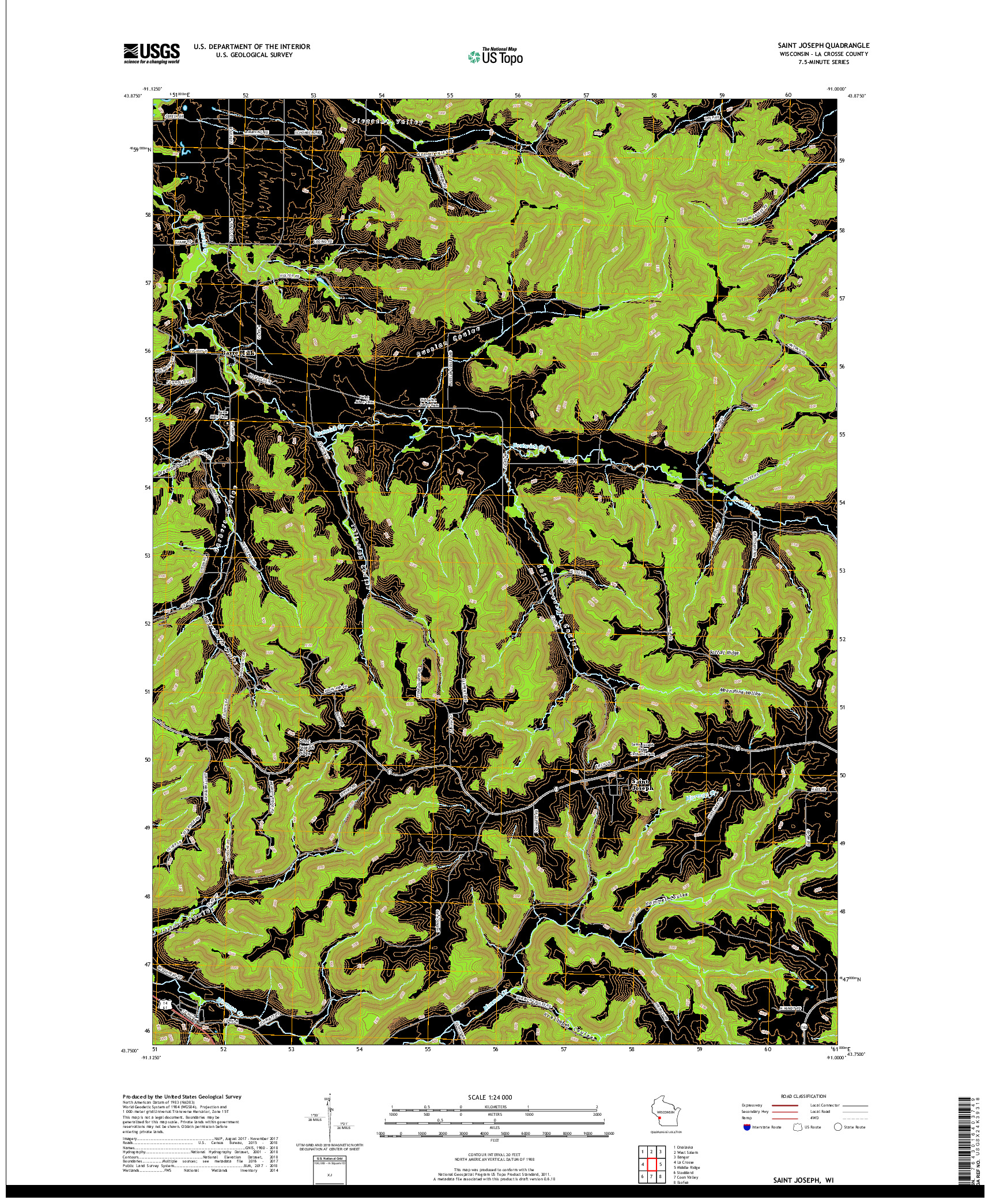 USGS US TOPO 7.5-MINUTE MAP FOR SAINT JOSEPH, WI 2018