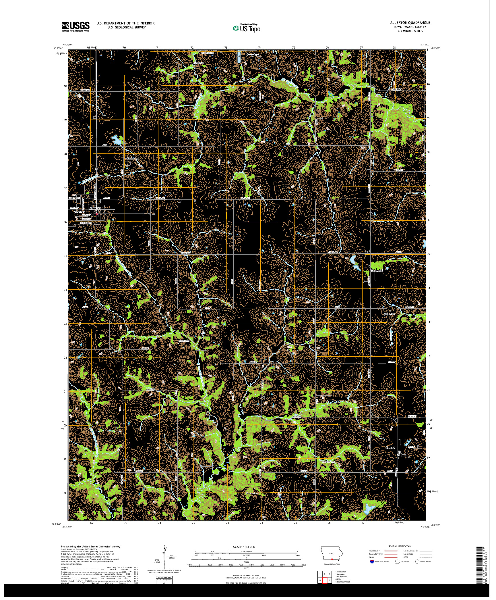 USGS US TOPO 7.5-MINUTE MAP FOR ALLERTON, IA 2018