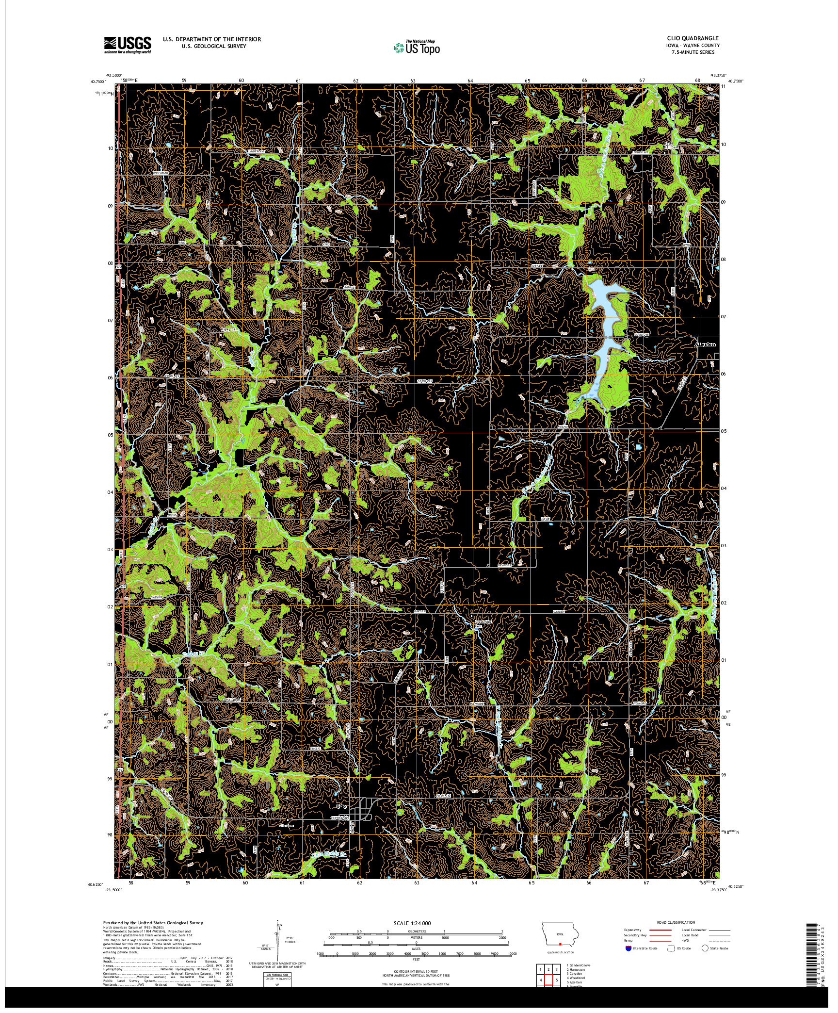 USGS US TOPO 7.5-MINUTE MAP FOR CLIO, IA 2018