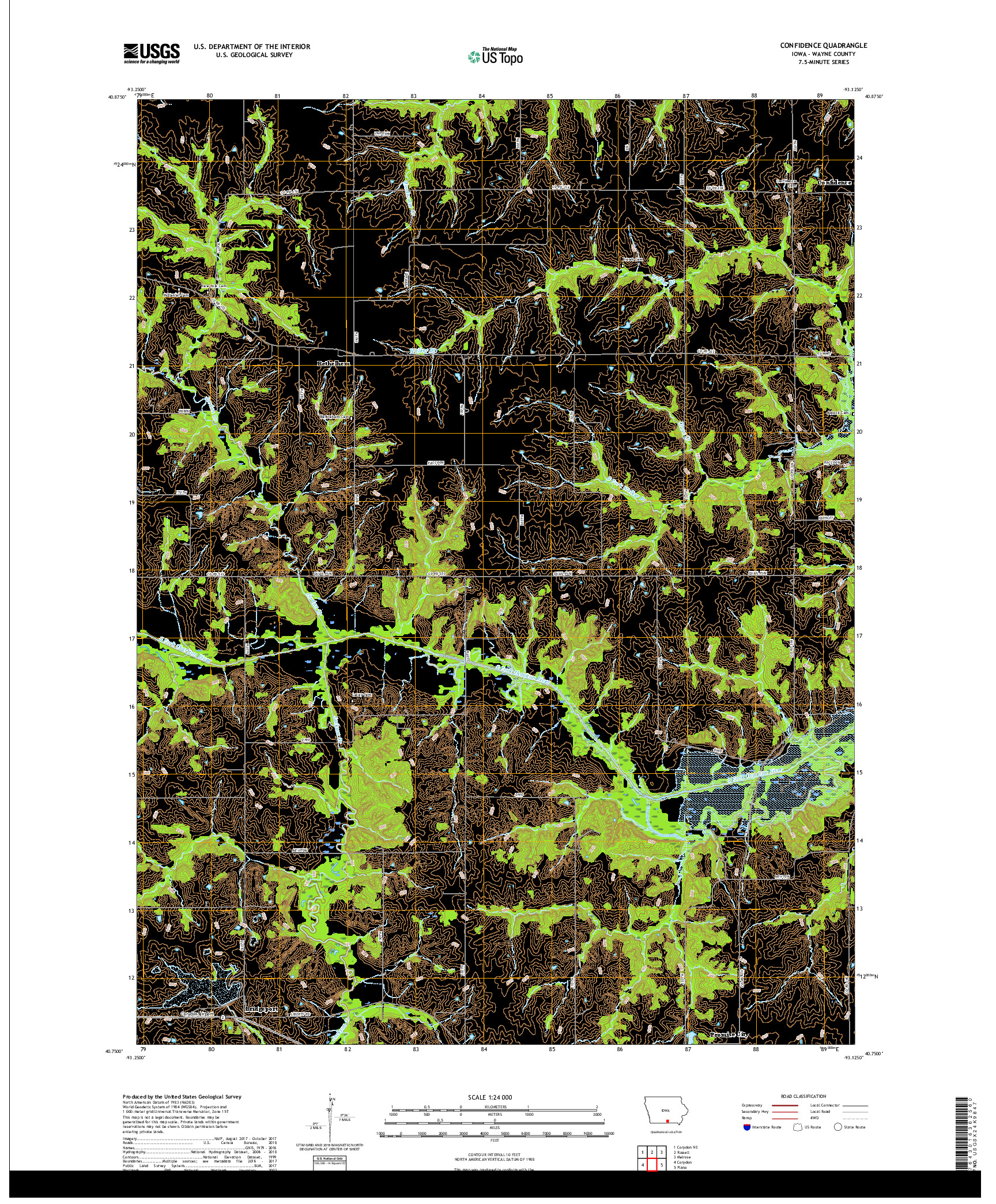 USGS US TOPO 7.5-MINUTE MAP FOR CONFIDENCE, IA 2018