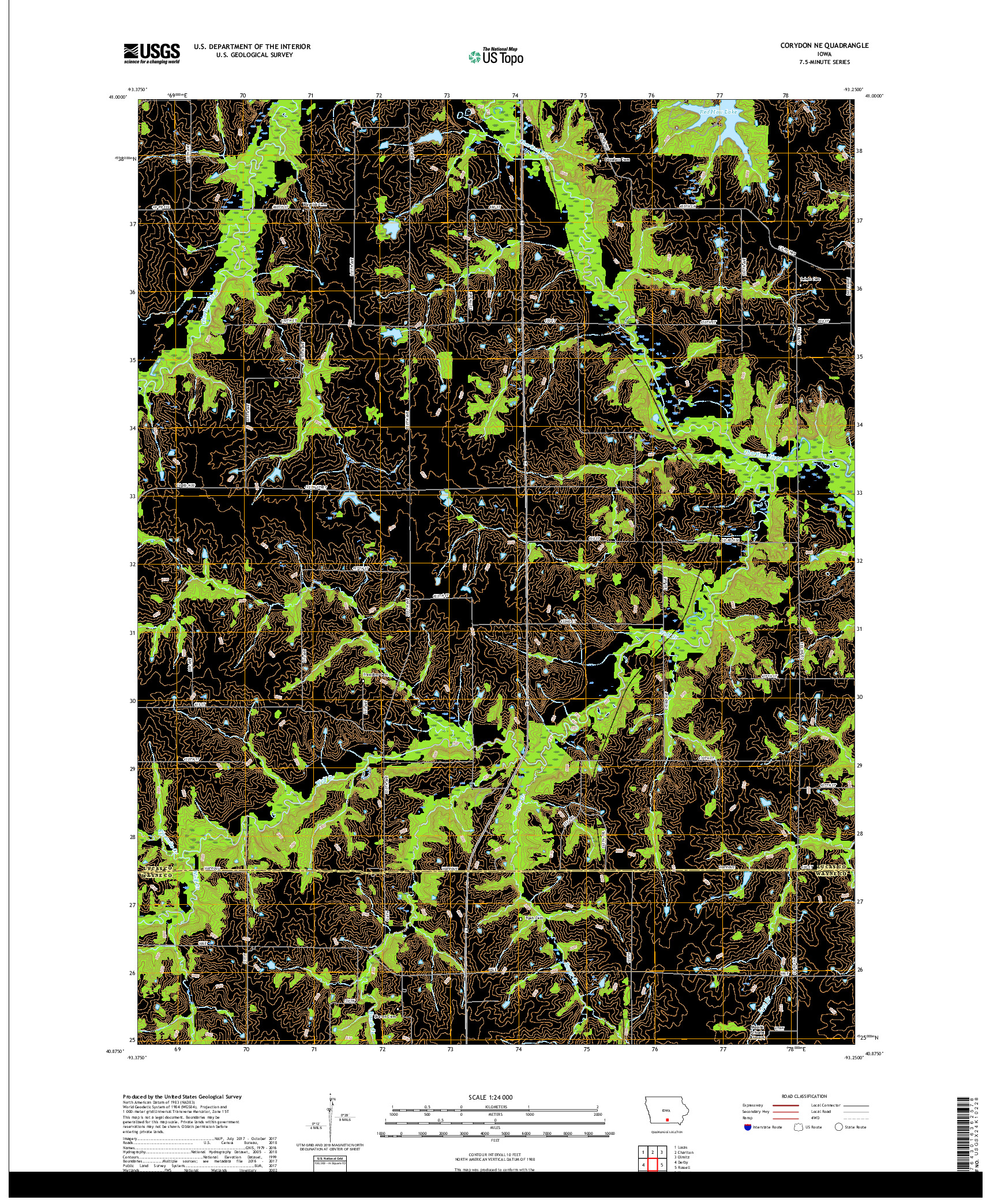 USGS US TOPO 7.5-MINUTE MAP FOR CORYDON NE, IA 2018