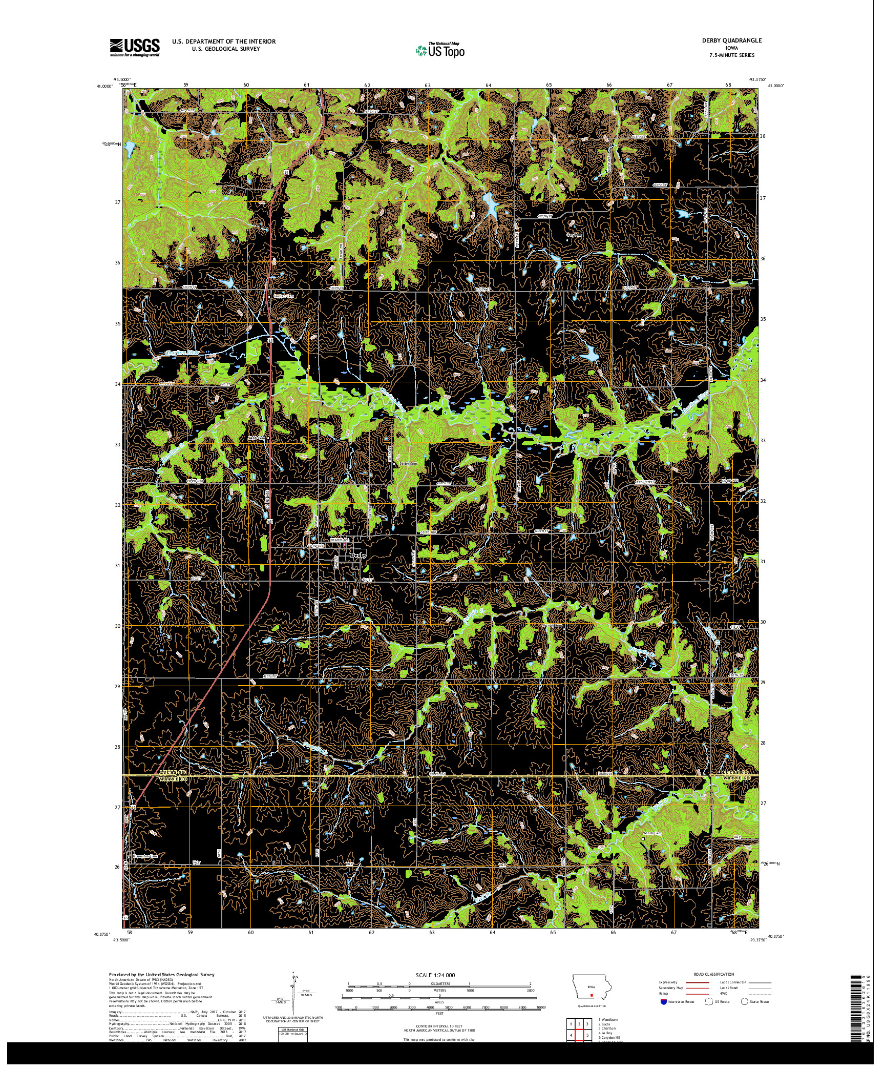 USGS US TOPO 7.5-MINUTE MAP FOR DERBY, IA 2018