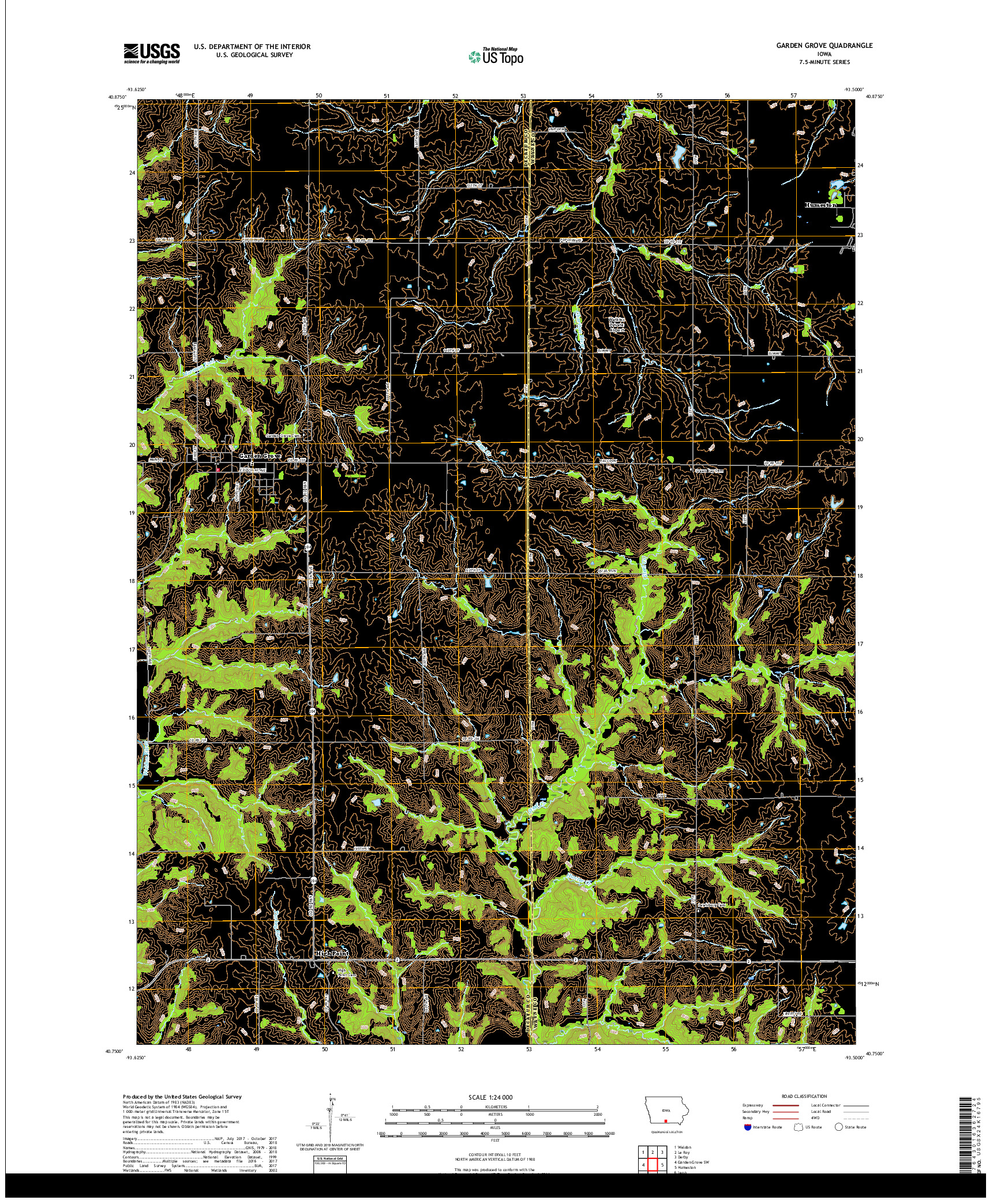 USGS US TOPO 7.5-MINUTE MAP FOR GARDEN GROVE, IA 2018