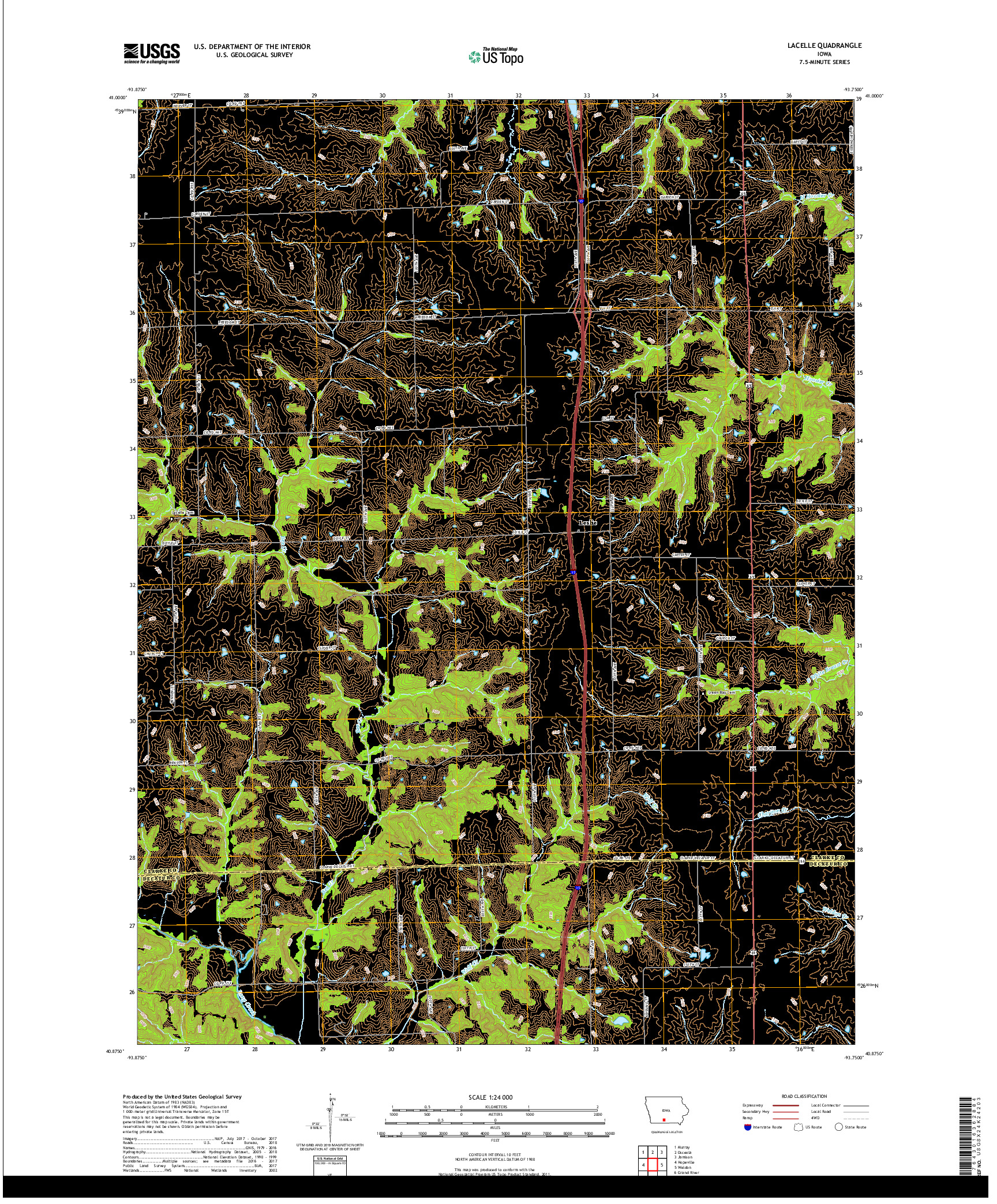 USGS US TOPO 7.5-MINUTE MAP FOR LACELLE, IA 2018