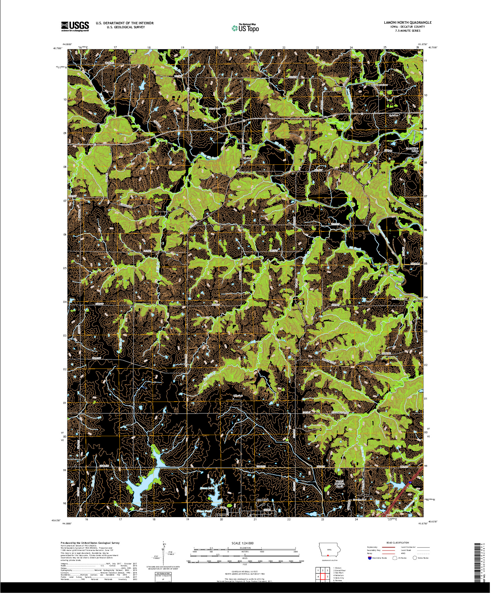 USGS US TOPO 7.5-MINUTE MAP FOR LAMONI NORTH, IA 2018