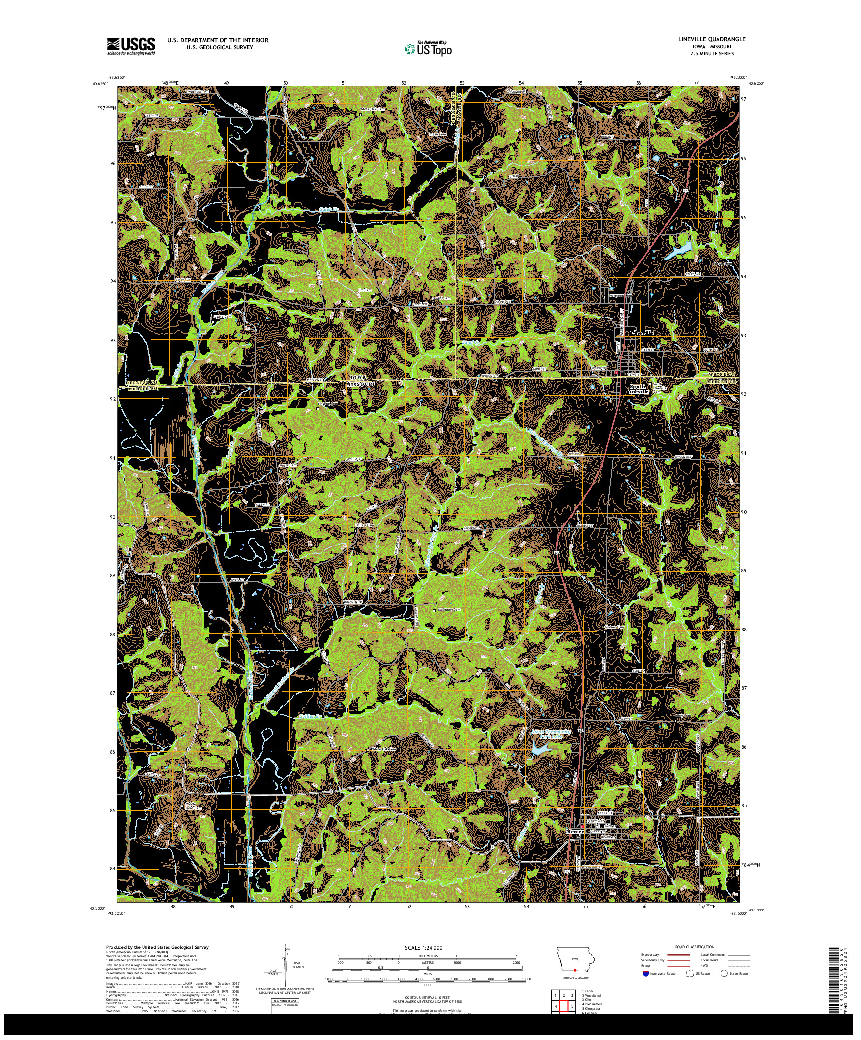 USGS US TOPO 7.5-MINUTE MAP FOR LINEVILLE, IA,MO 2018