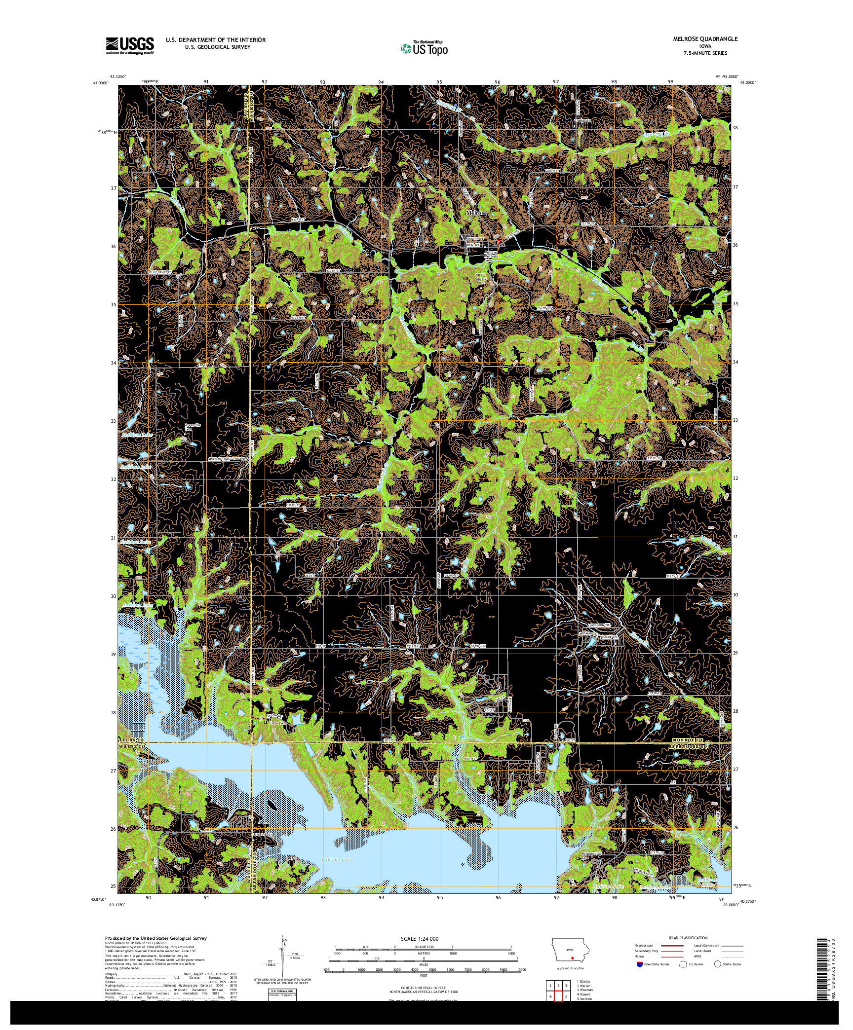 USGS US TOPO 7.5-MINUTE MAP FOR MELROSE, IA 2018