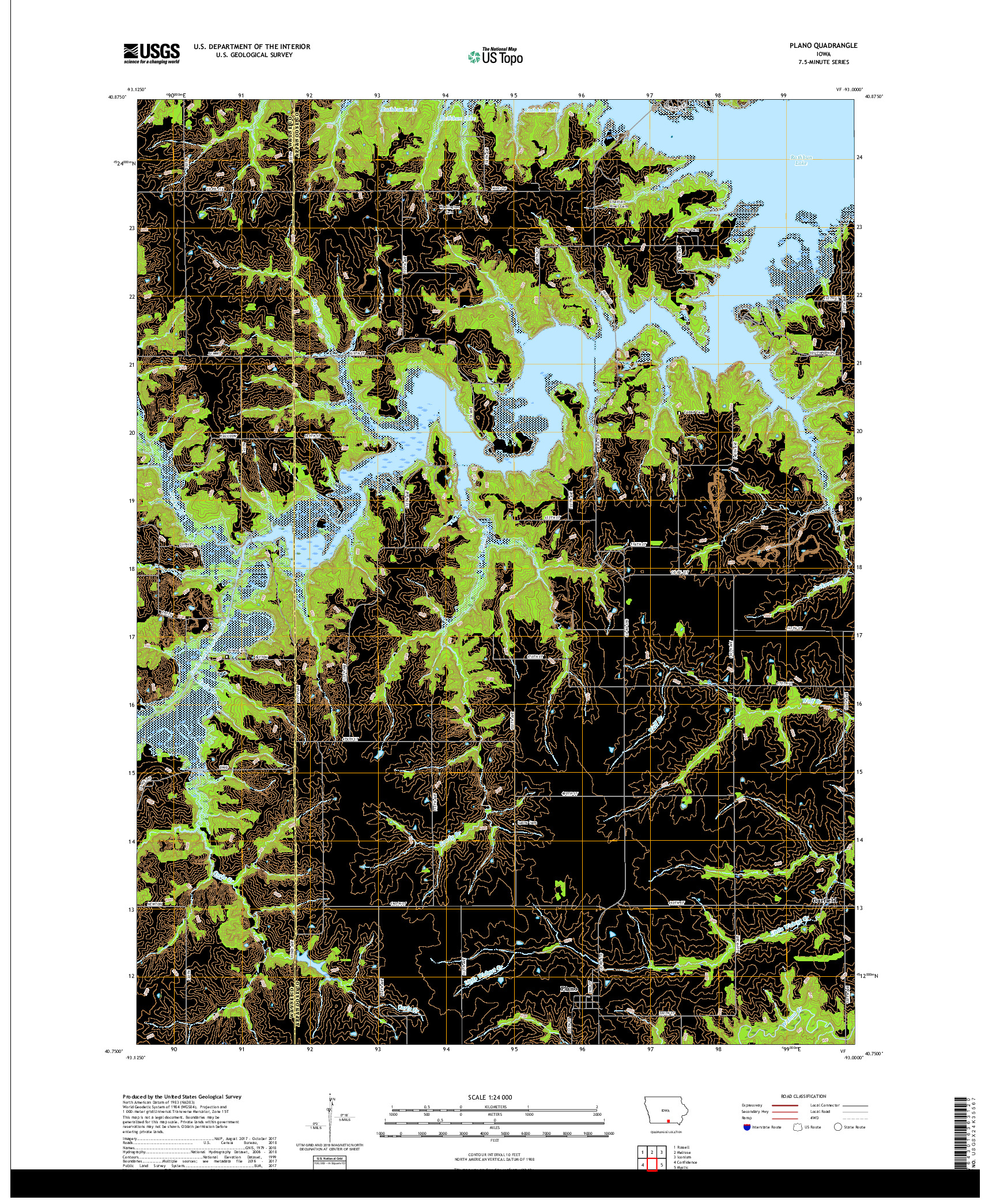 USGS US TOPO 7.5-MINUTE MAP FOR PLANO, IA 2018