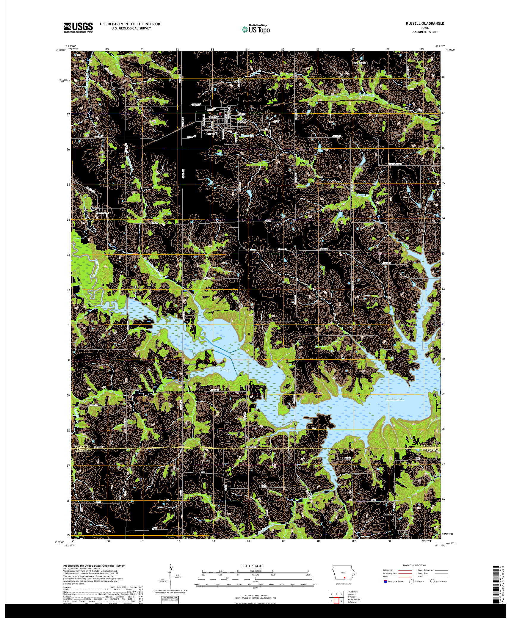 USGS US TOPO 7.5-MINUTE MAP FOR RUSSELL, IA 2018