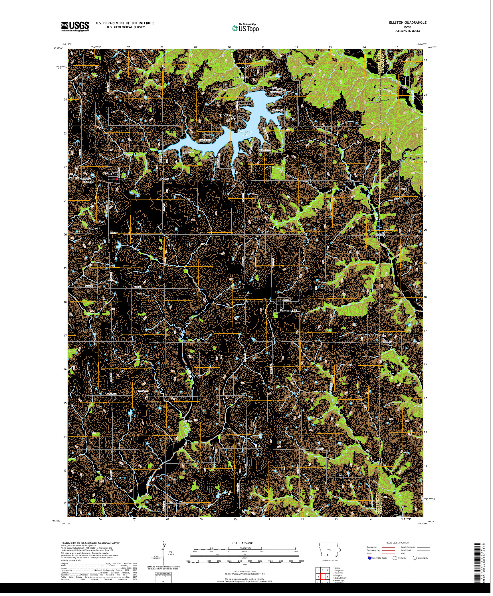 USGS US TOPO 7.5-MINUTE MAP FOR ELLSTON, IA 2018