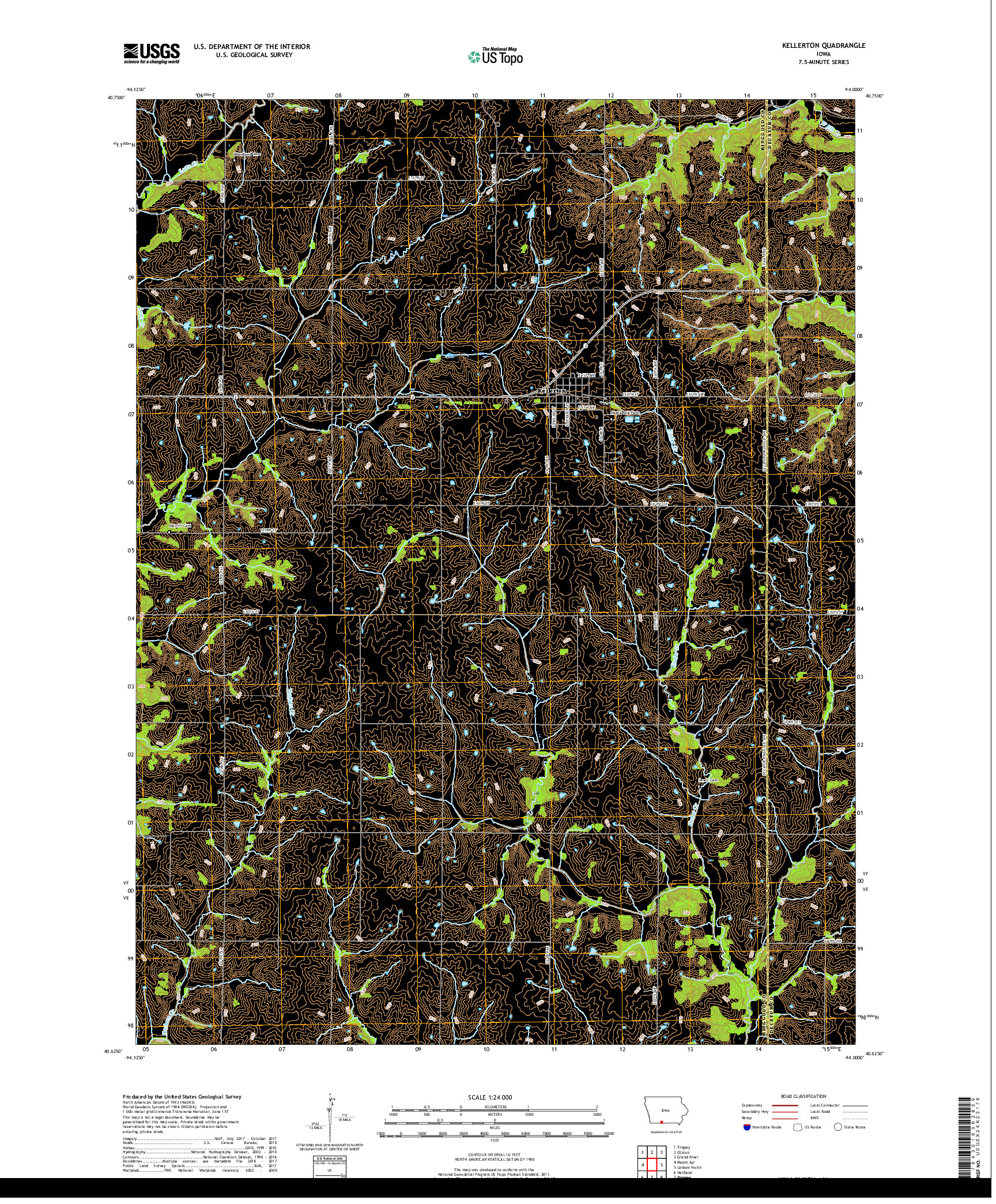 USGS US TOPO 7.5-MINUTE MAP FOR KELLERTON, IA 2018