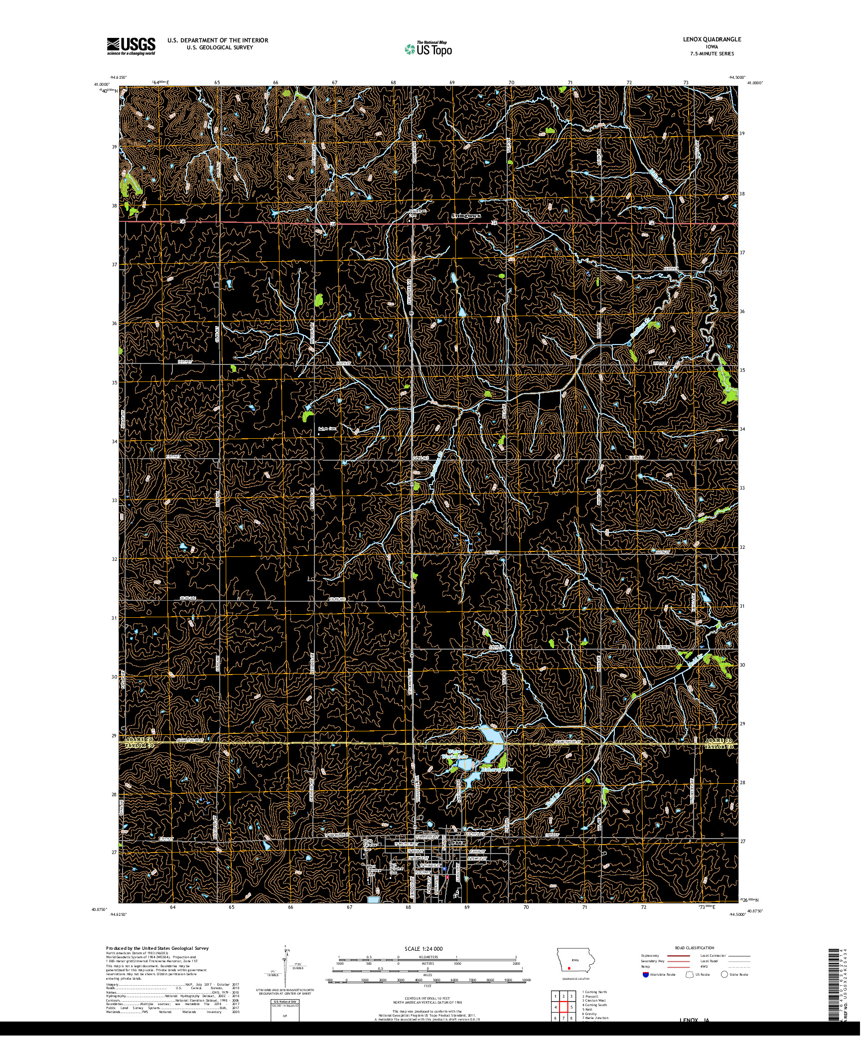 USGS US TOPO 7.5-MINUTE MAP FOR LENOX, IA 2018