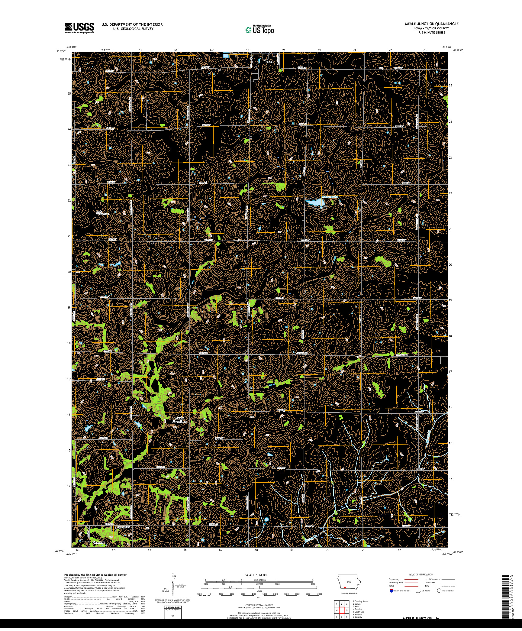 USGS US TOPO 7.5-MINUTE MAP FOR MERLE JUNCTION, IA 2018