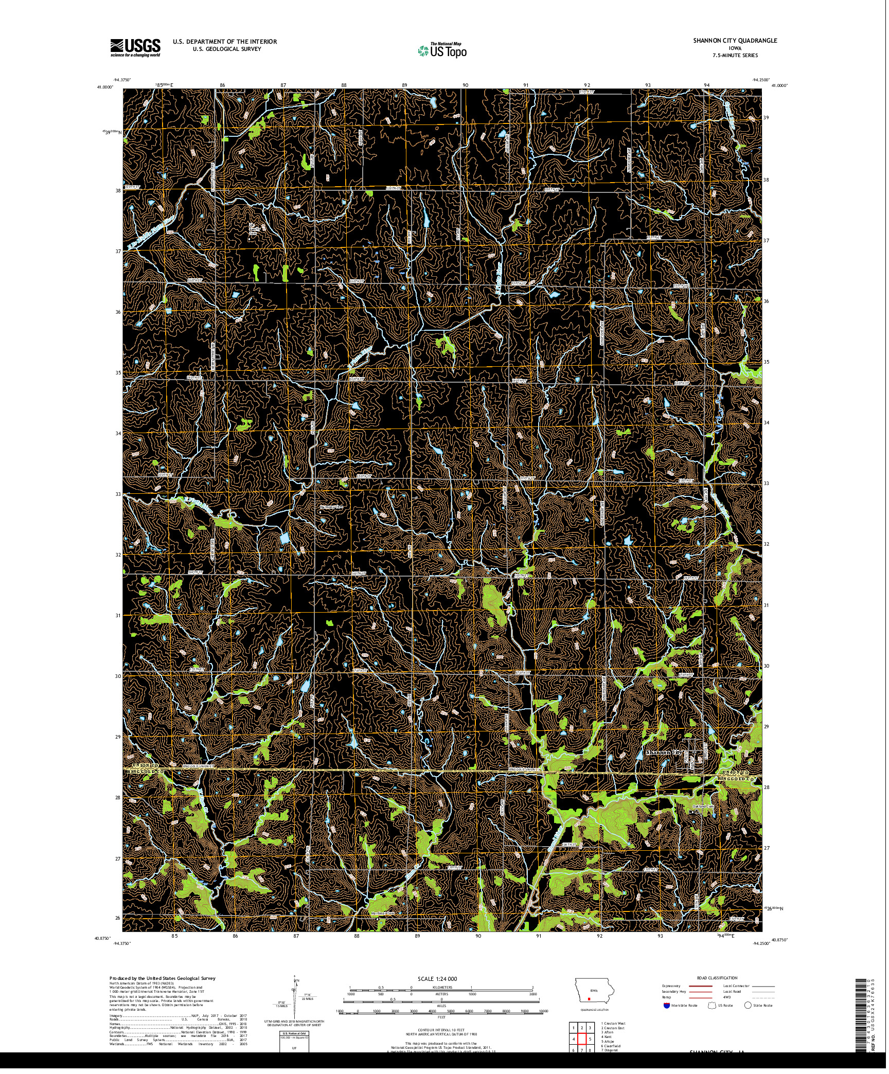 USGS US TOPO 7.5-MINUTE MAP FOR SHANNON CITY, IA 2018