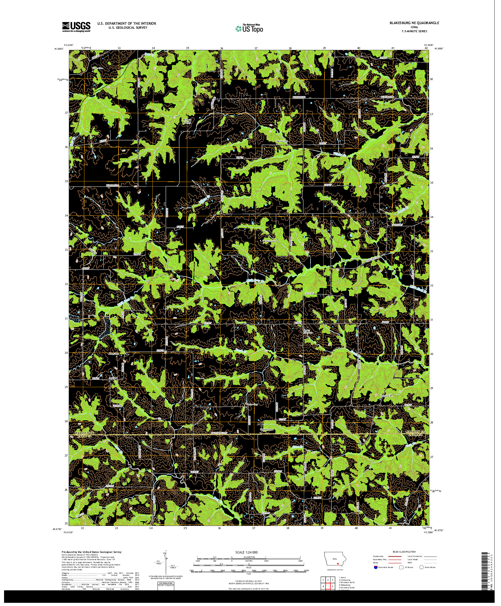 USGS US TOPO 7.5-MINUTE MAP FOR BLAKESBURG NE, IA 2018