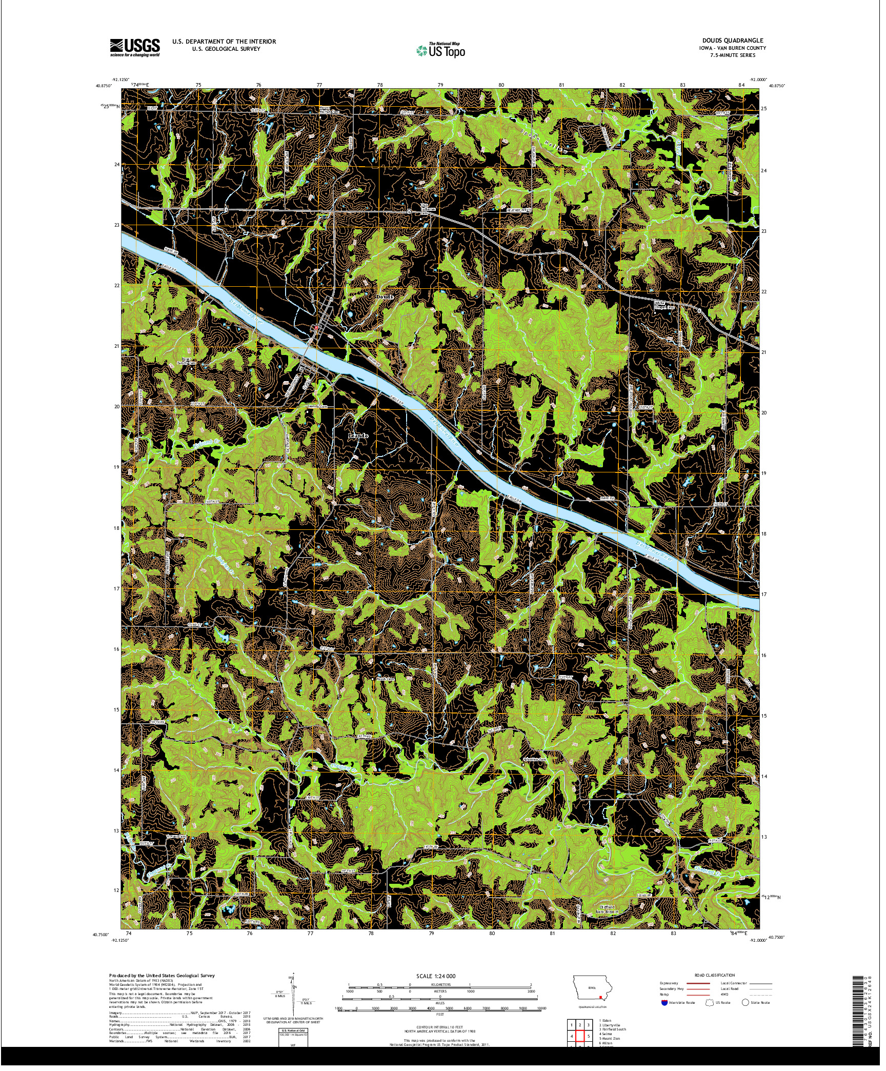 USGS US TOPO 7.5-MINUTE MAP FOR DOUDS, IA 2018