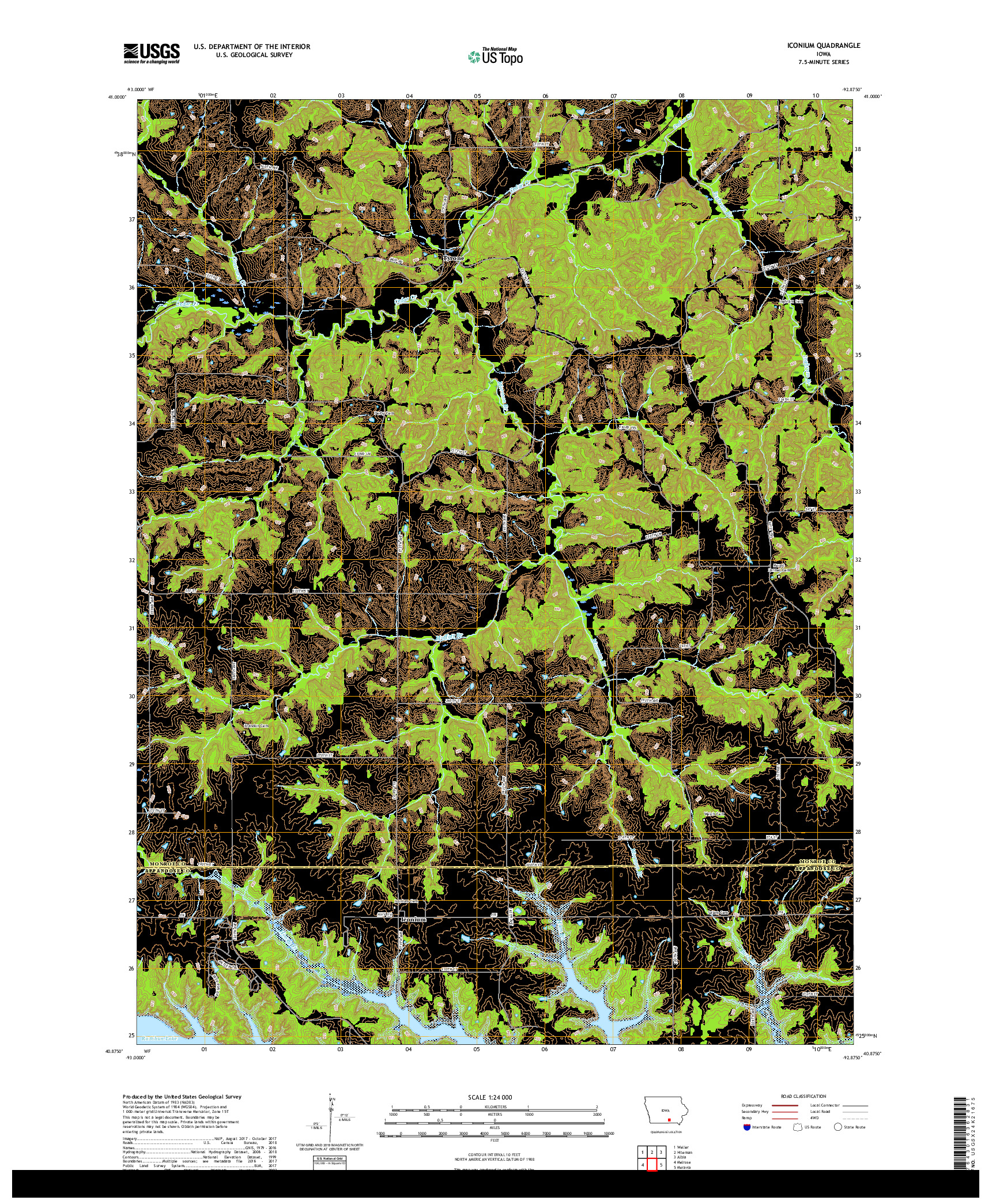 USGS US TOPO 7.5-MINUTE MAP FOR ICONIUM, IA 2018