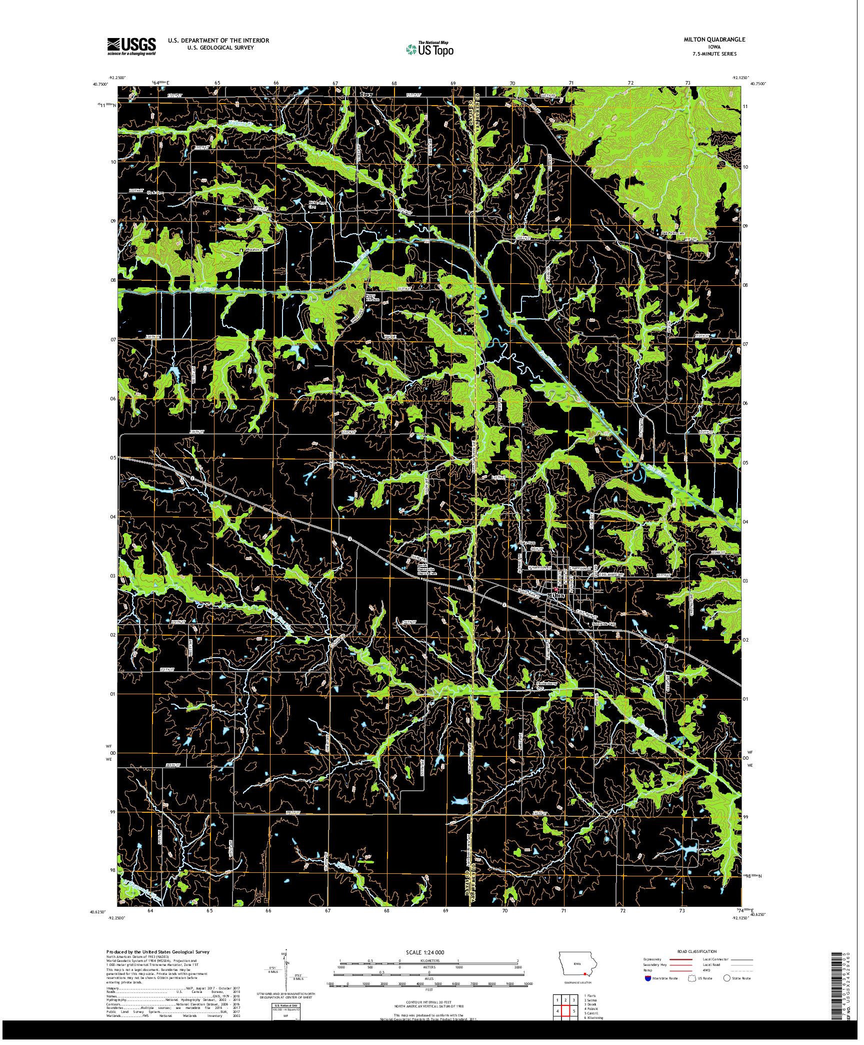 USGS US TOPO 7.5-MINUTE MAP FOR MILTON, IA 2018