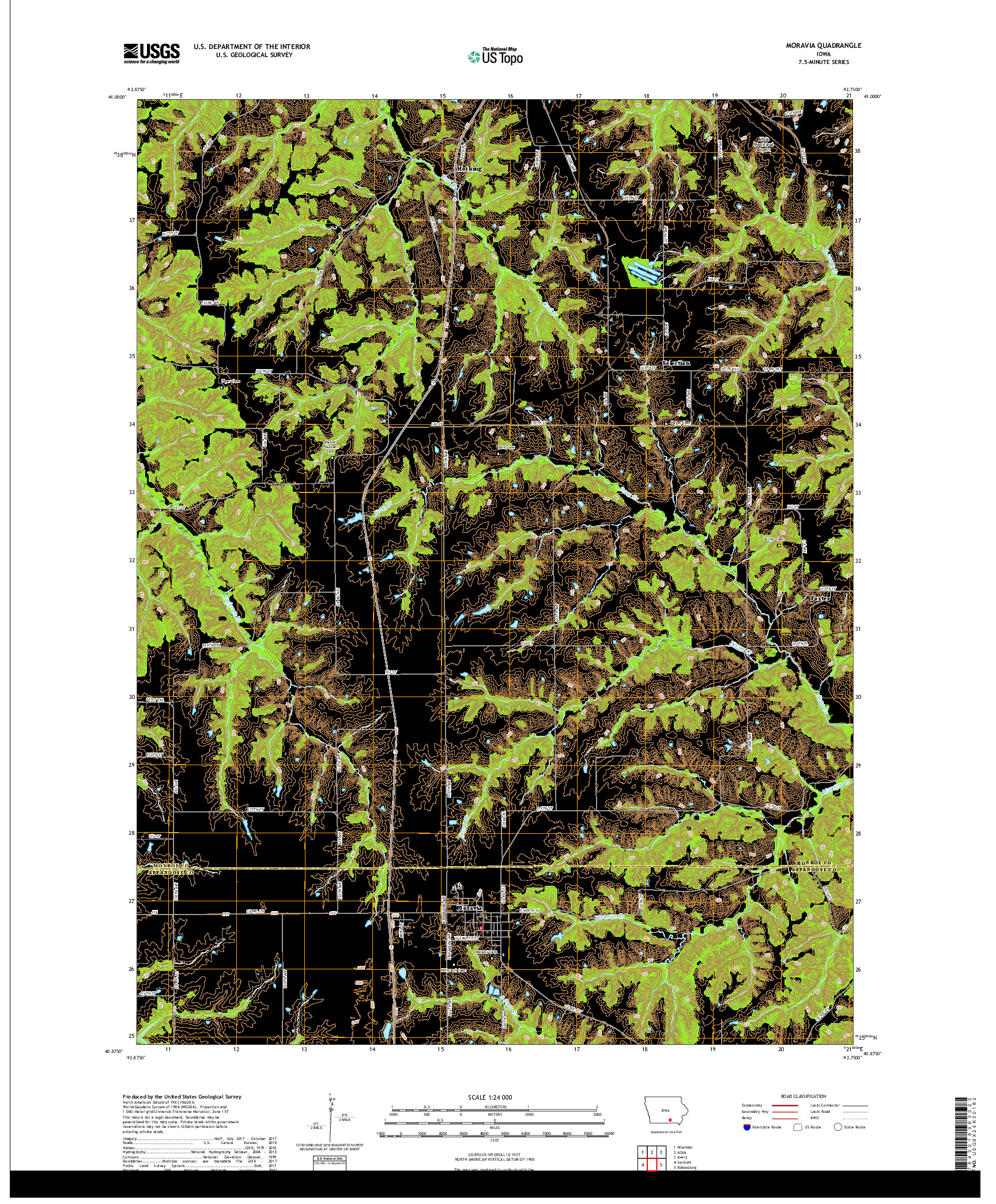 USGS US TOPO 7.5-MINUTE MAP FOR MORAVIA, IA 2018